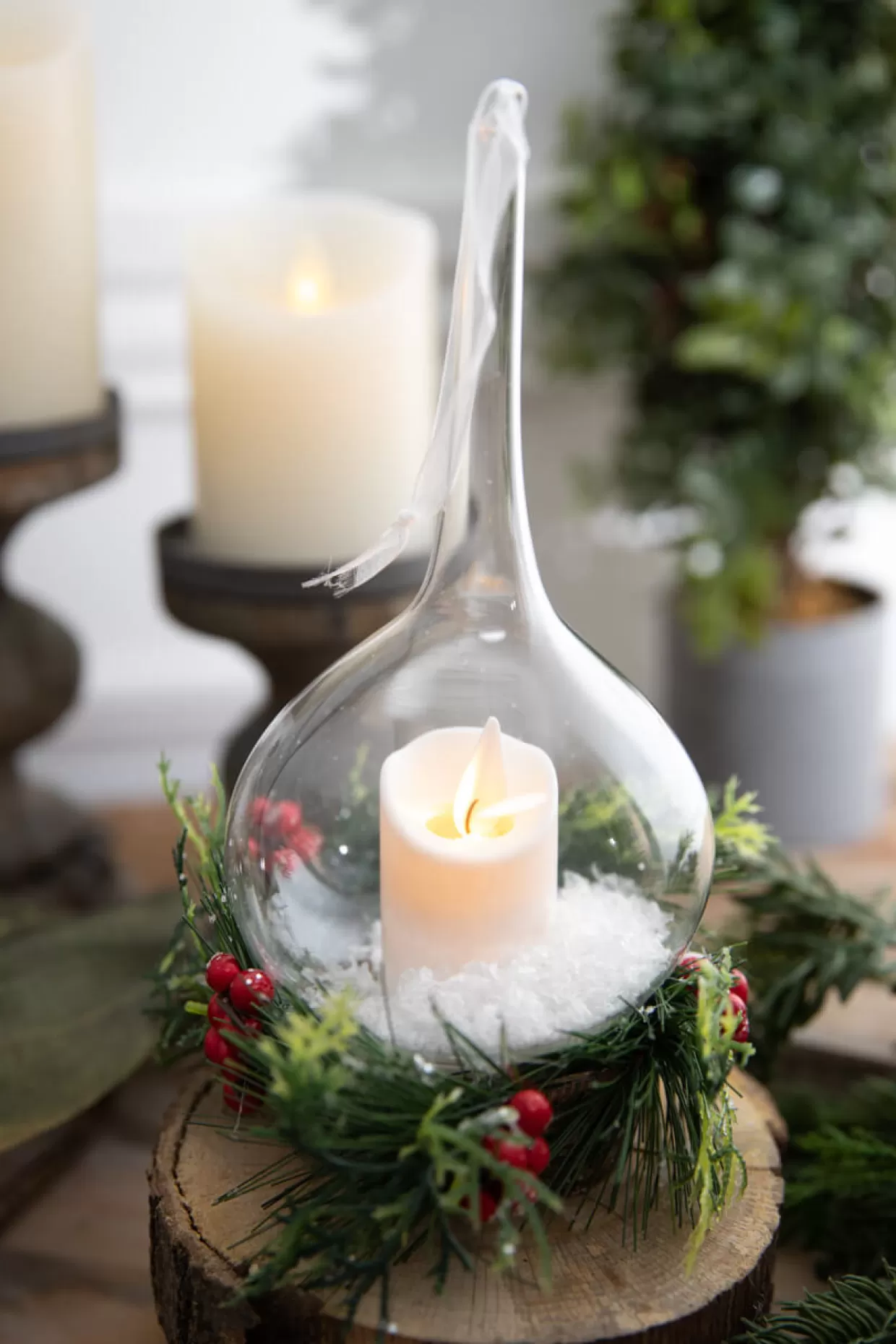 Decorator's Warehouse 10” Clear Ivory Candle Lamp Ornament