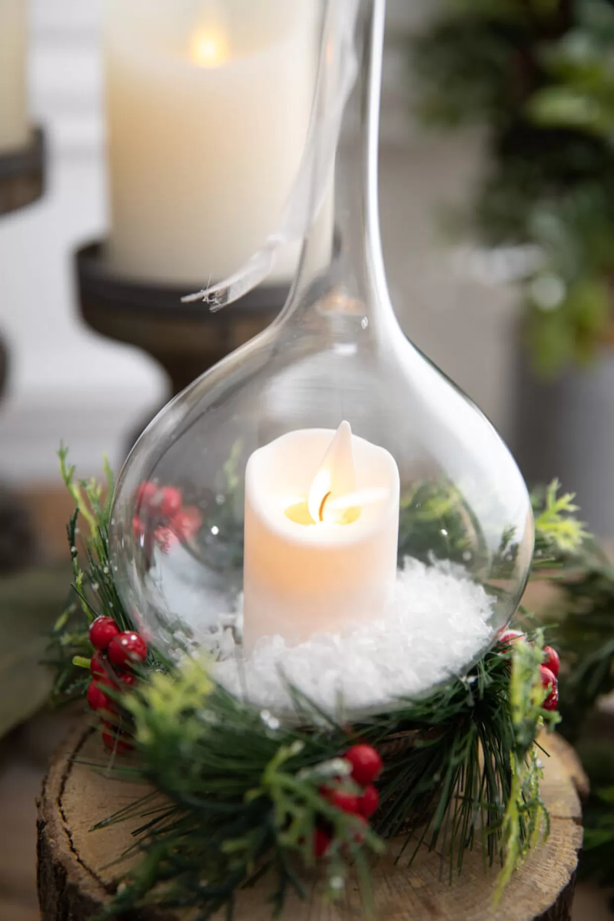 Decorator's Warehouse 10” Clear Ivory Candle Lamp Ornament