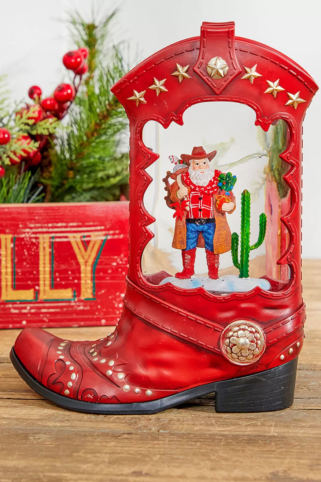 Decorator's Warehouse 10" Western Cowboy Boot Water Globe
