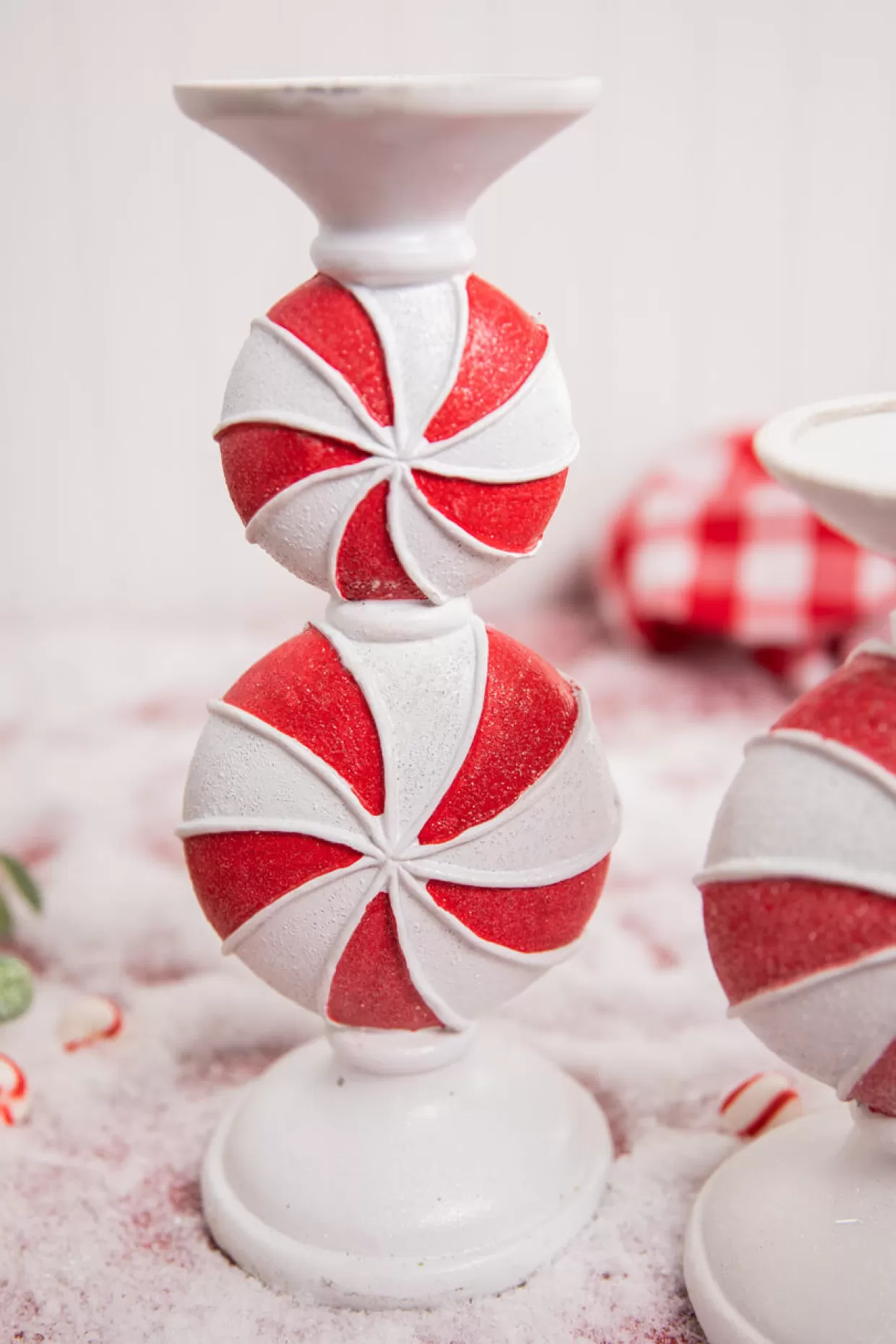 Decorator's Warehouse 11.5” Resin Peppermint Candy Candle Holder