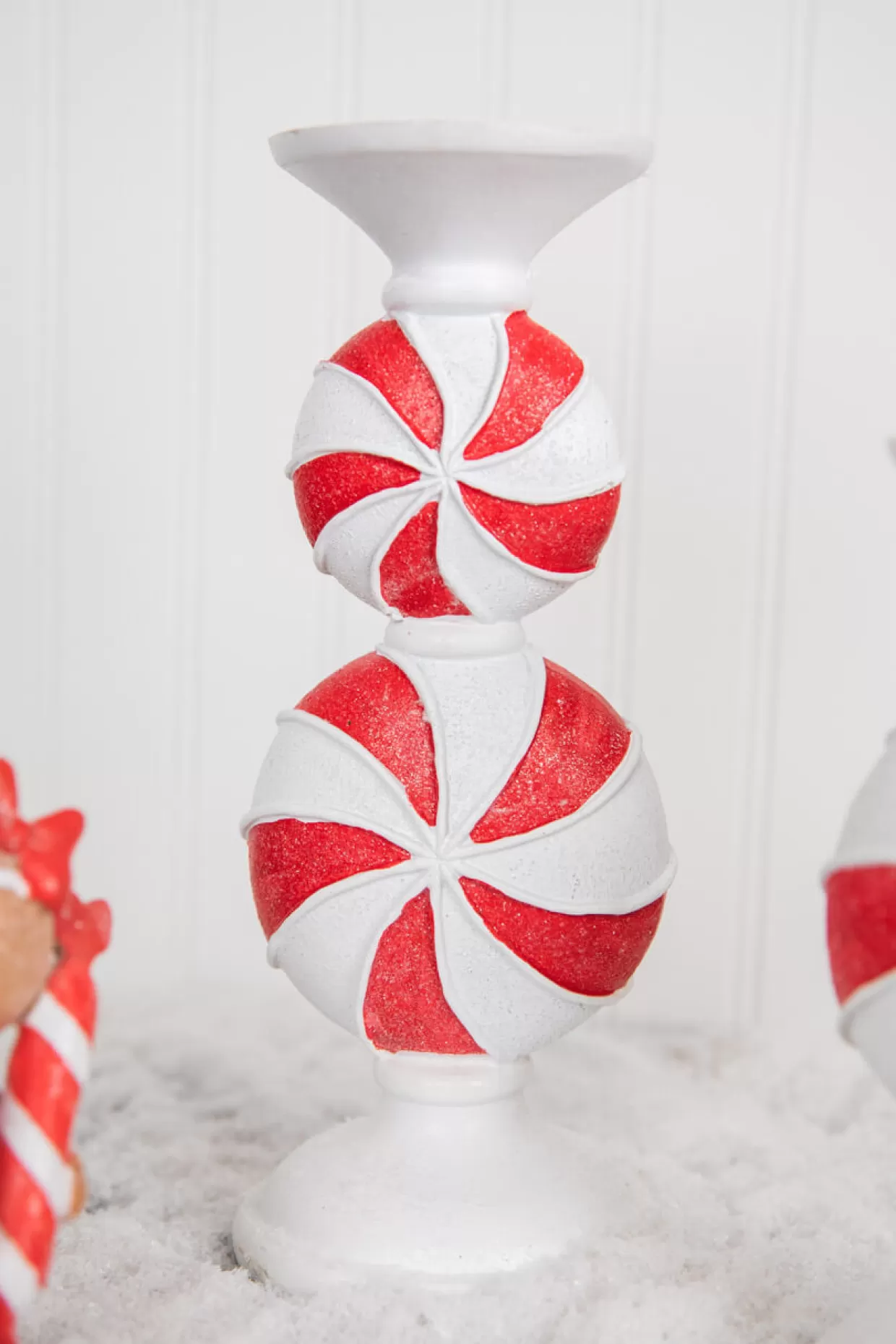 Decorator's Warehouse 11.5” Resin Peppermint Candy Candle Holder