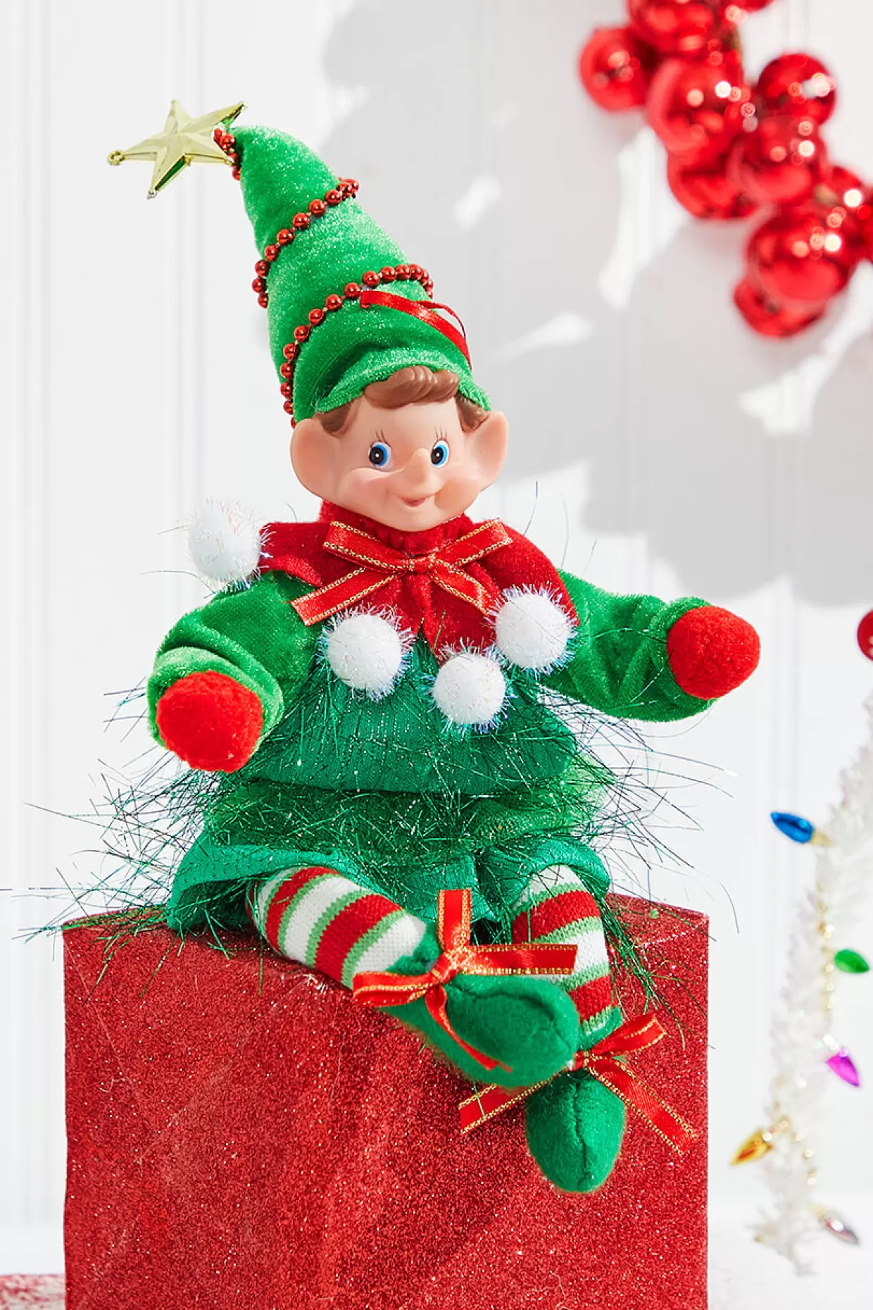 Decorator's Warehouse 11" Bendable Elf With PomPom Ornament