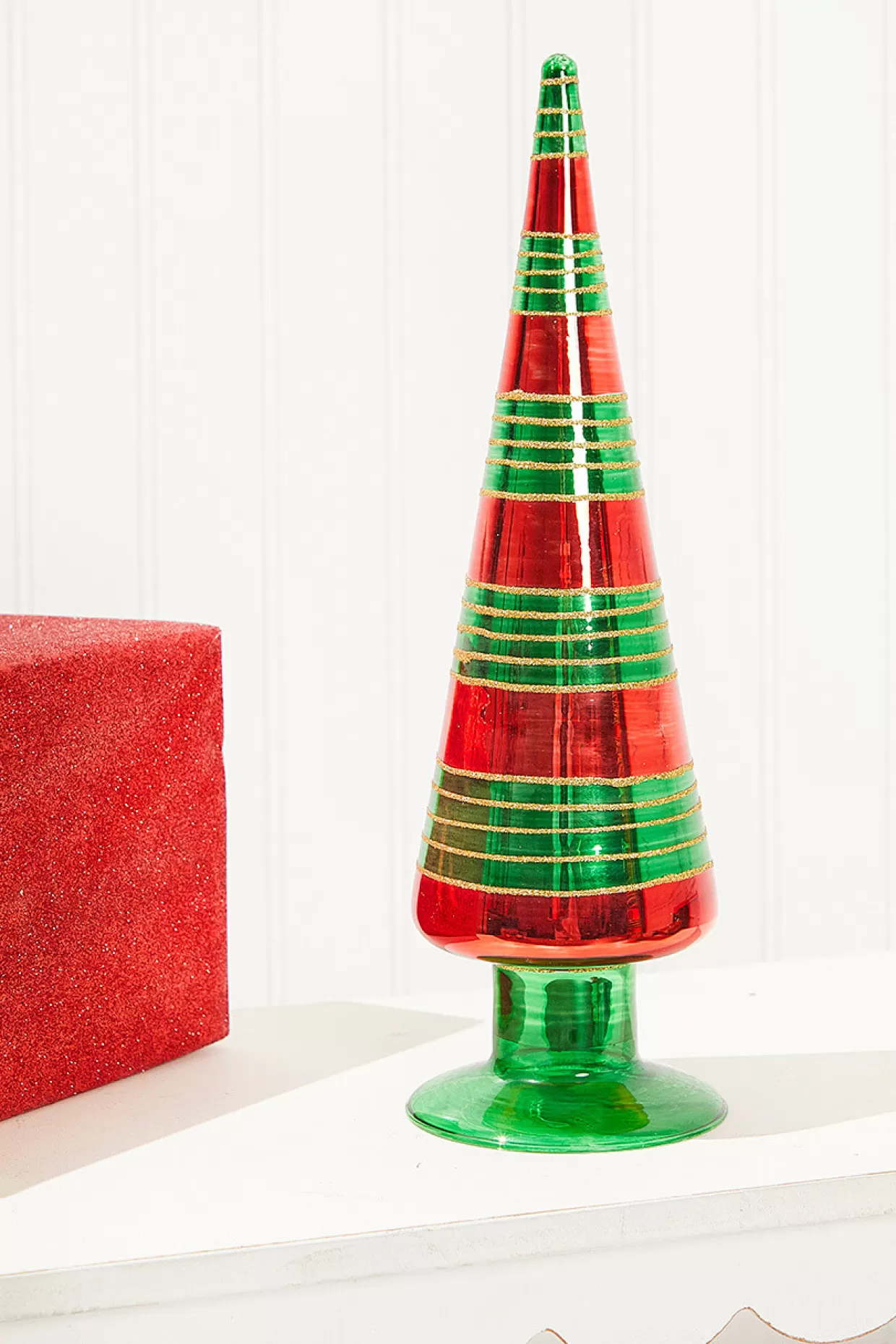 Decorator's Warehouse 12" Glass With Glitter Stripe Tree