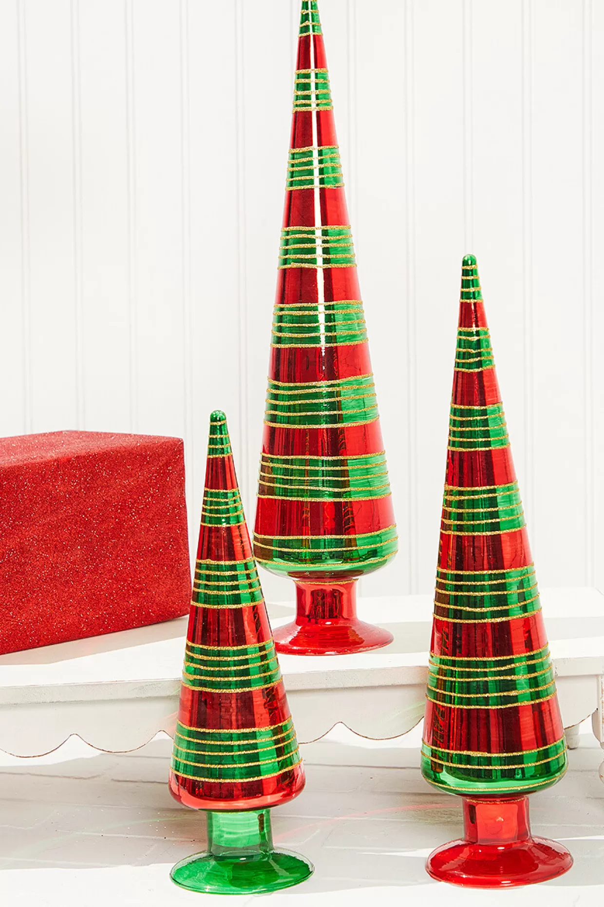 Decorator's Warehouse 12" Glass With Glitter Stripe Tree