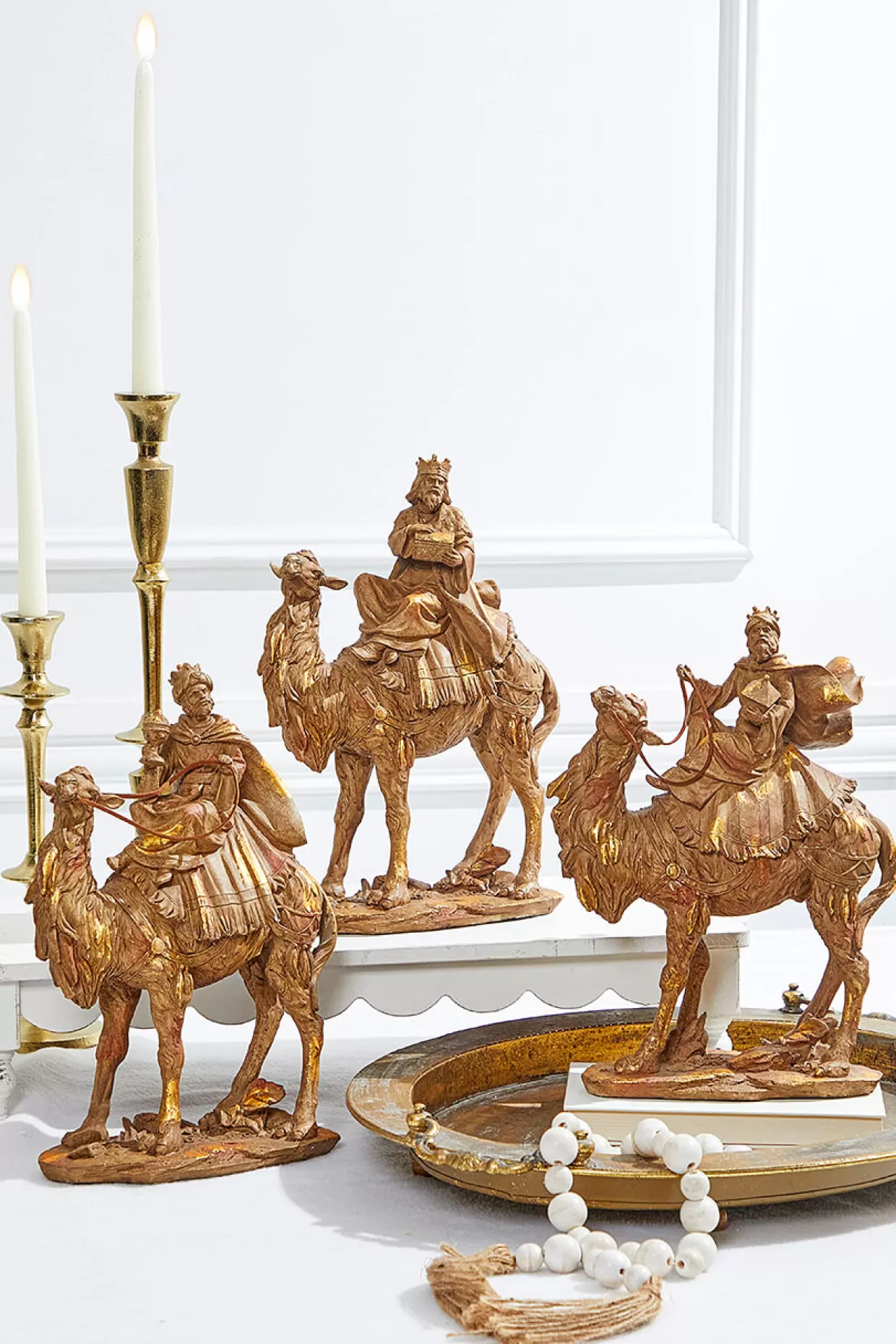 Decorator's Warehouse 13" Resin Three Kings On Camels - Set Of 3