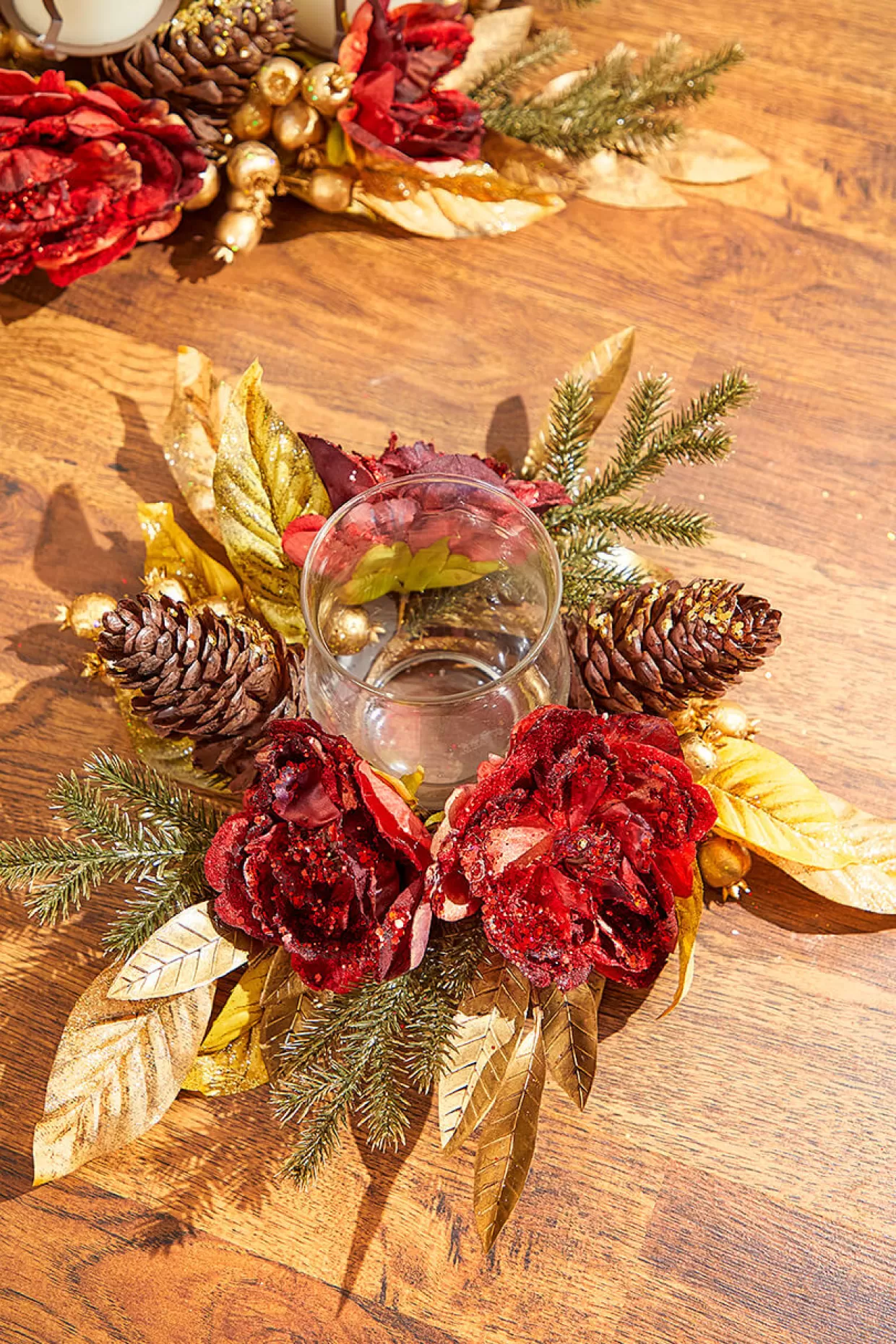 Decorator's Warehouse 14" Gold Peony Laurel Candle Holder