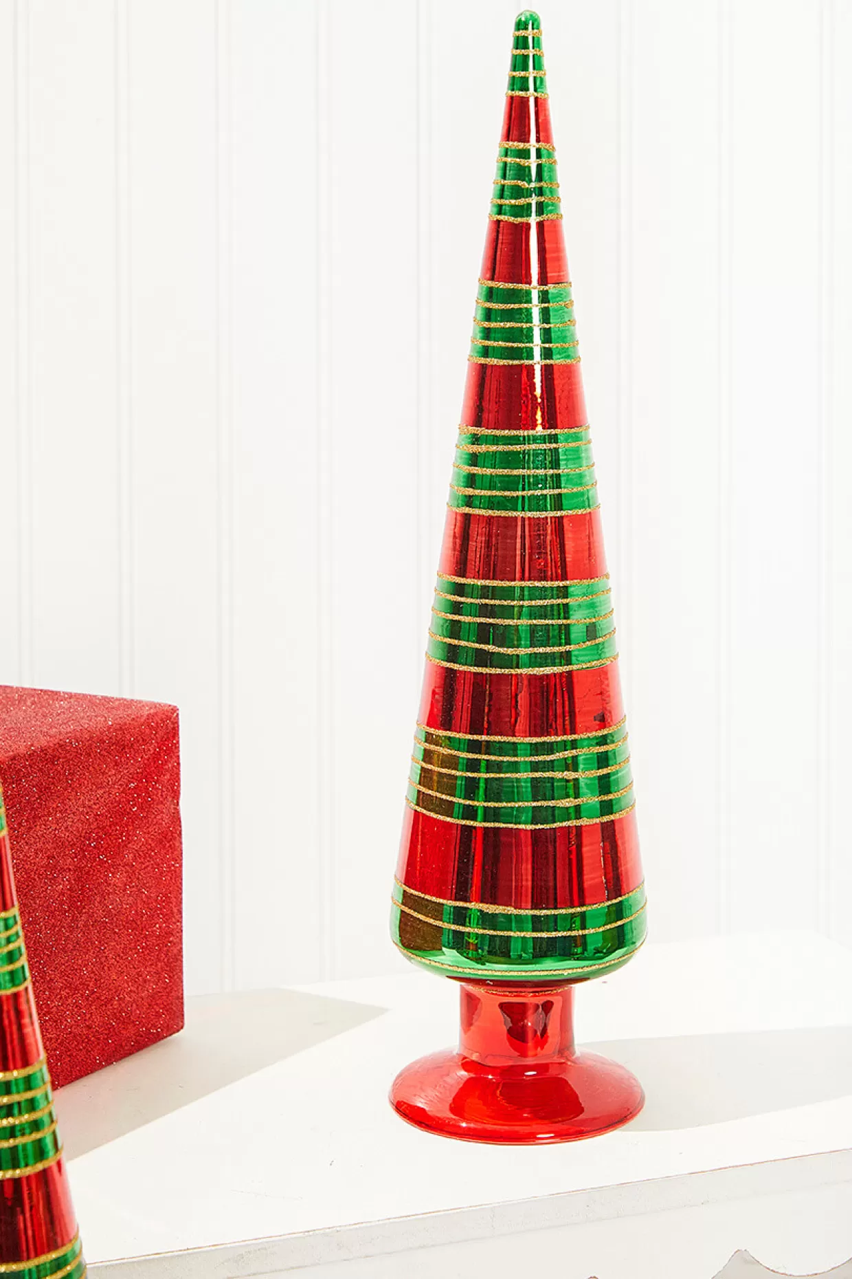 Decorator's Warehouse 15" Glass With Glitter Stripe Tree