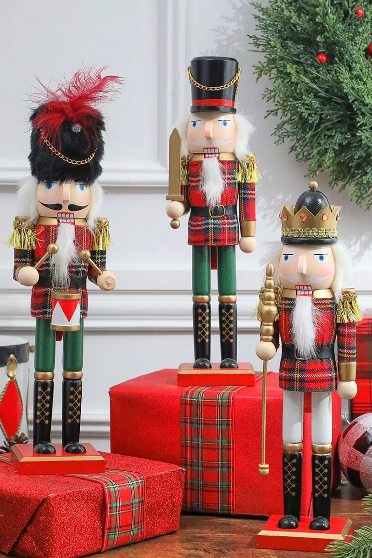 Decorator's Warehouse 15” Plaid Christmas Nutcracker