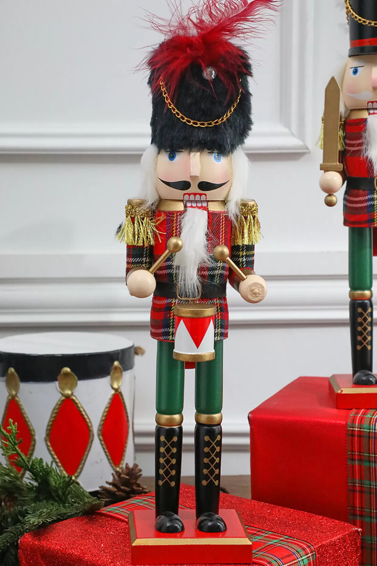 Decorator's Warehouse 15” Plaid Christmas Nutcracker