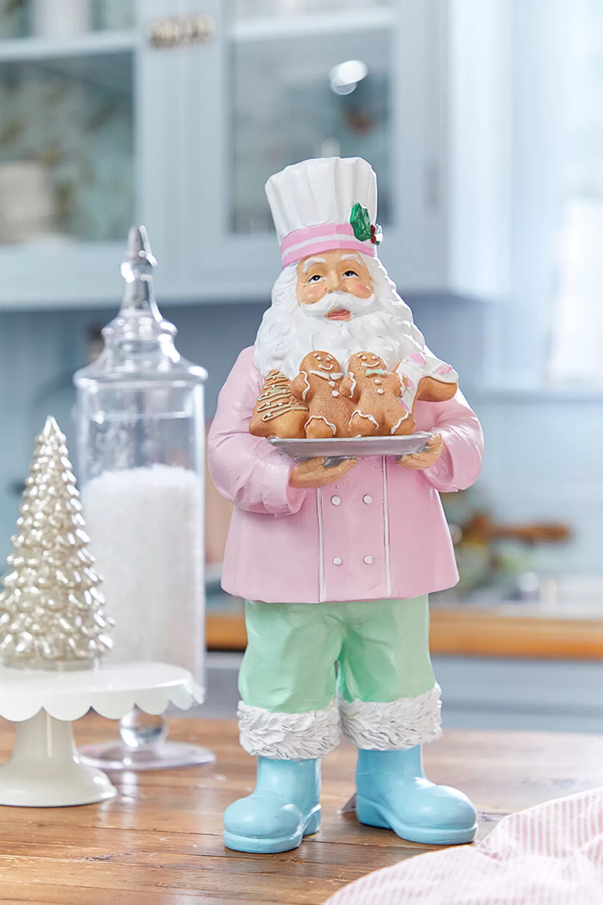 Decorator's Warehouse 16.6” Resin Pastel Gingerbread Santa Chef