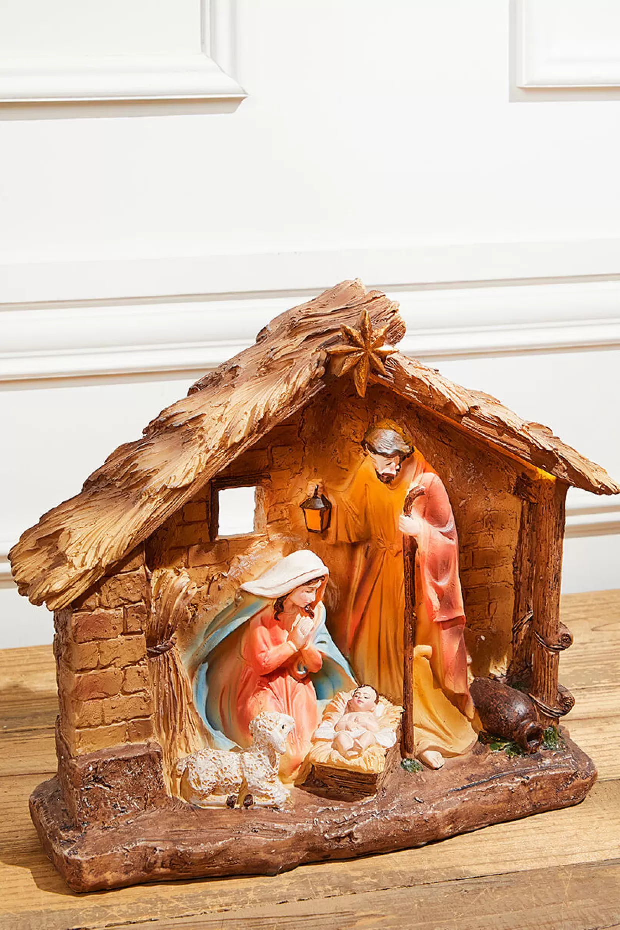 Decorator's Warehouse 16" LED Resin Nativity In Creche With Timer