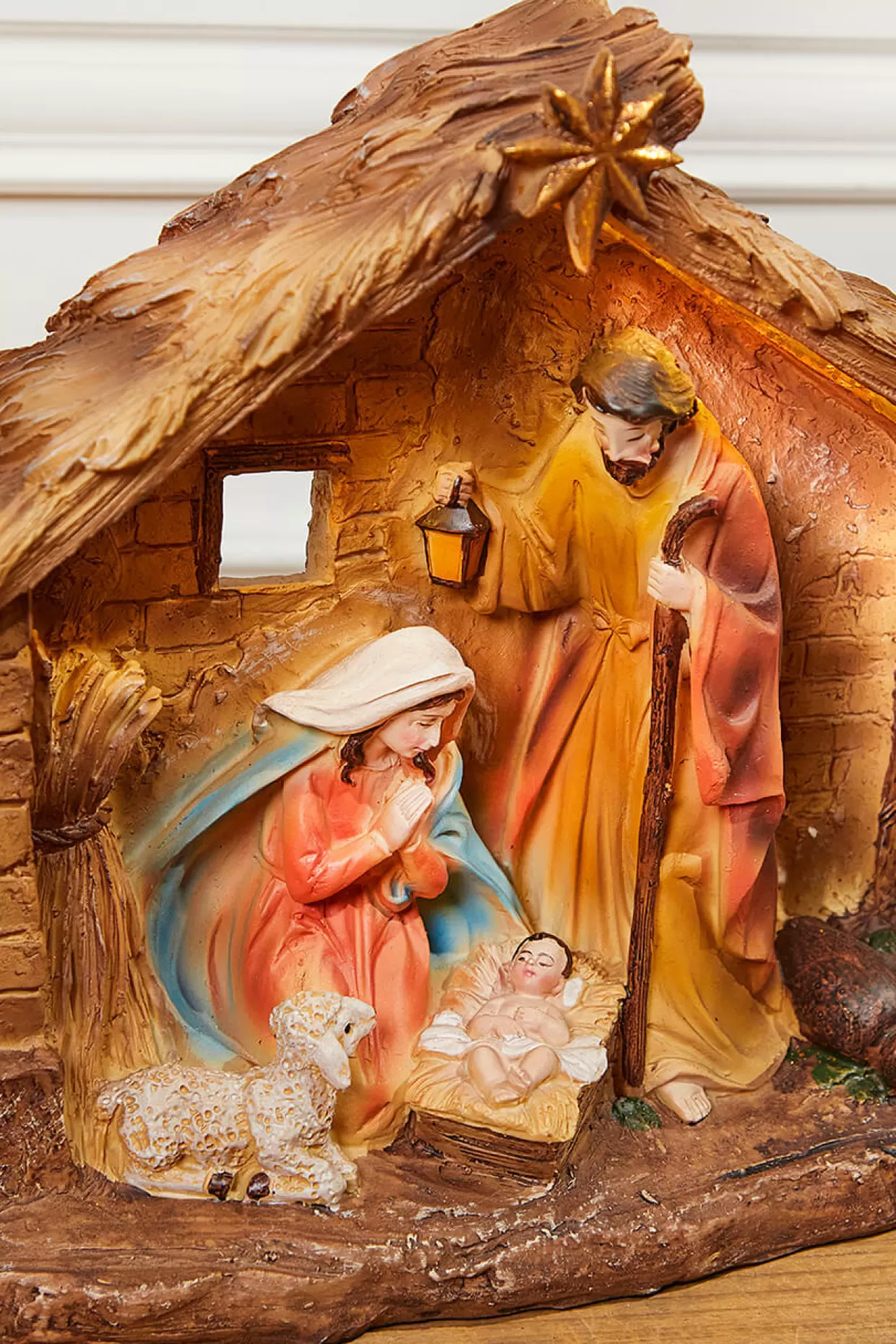 Decorator's Warehouse 16" LED Resin Nativity In Creche With Timer
