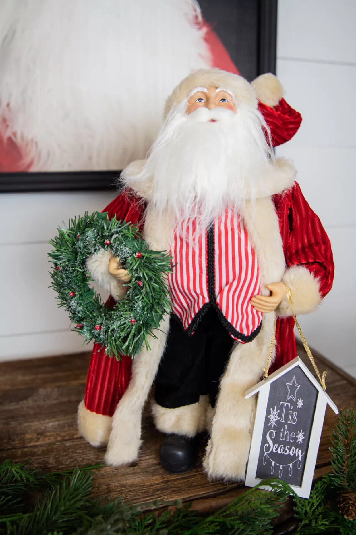 Decorator's Warehouse 16” Santa Figure "Tis The Season" Sign