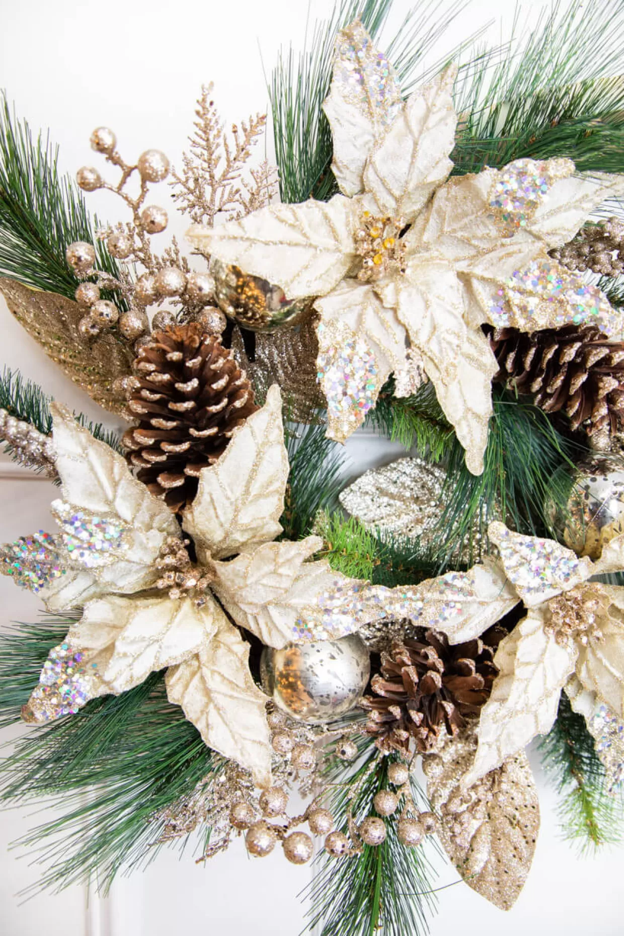 Decorator's Warehouse 18” Christmas Poinsettia & Pine Wreath