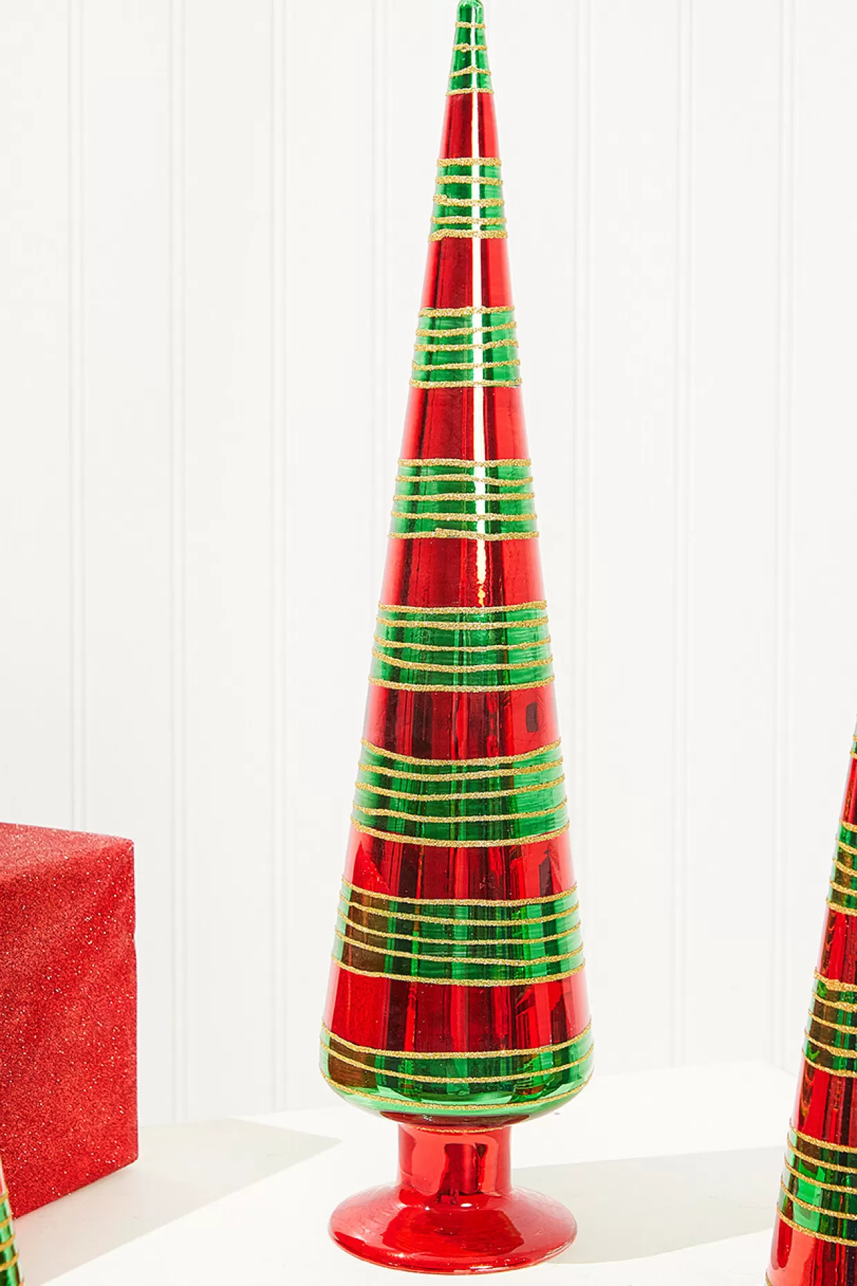 Decorator's Warehouse 18" Glass With Glitter Stripe Tree
