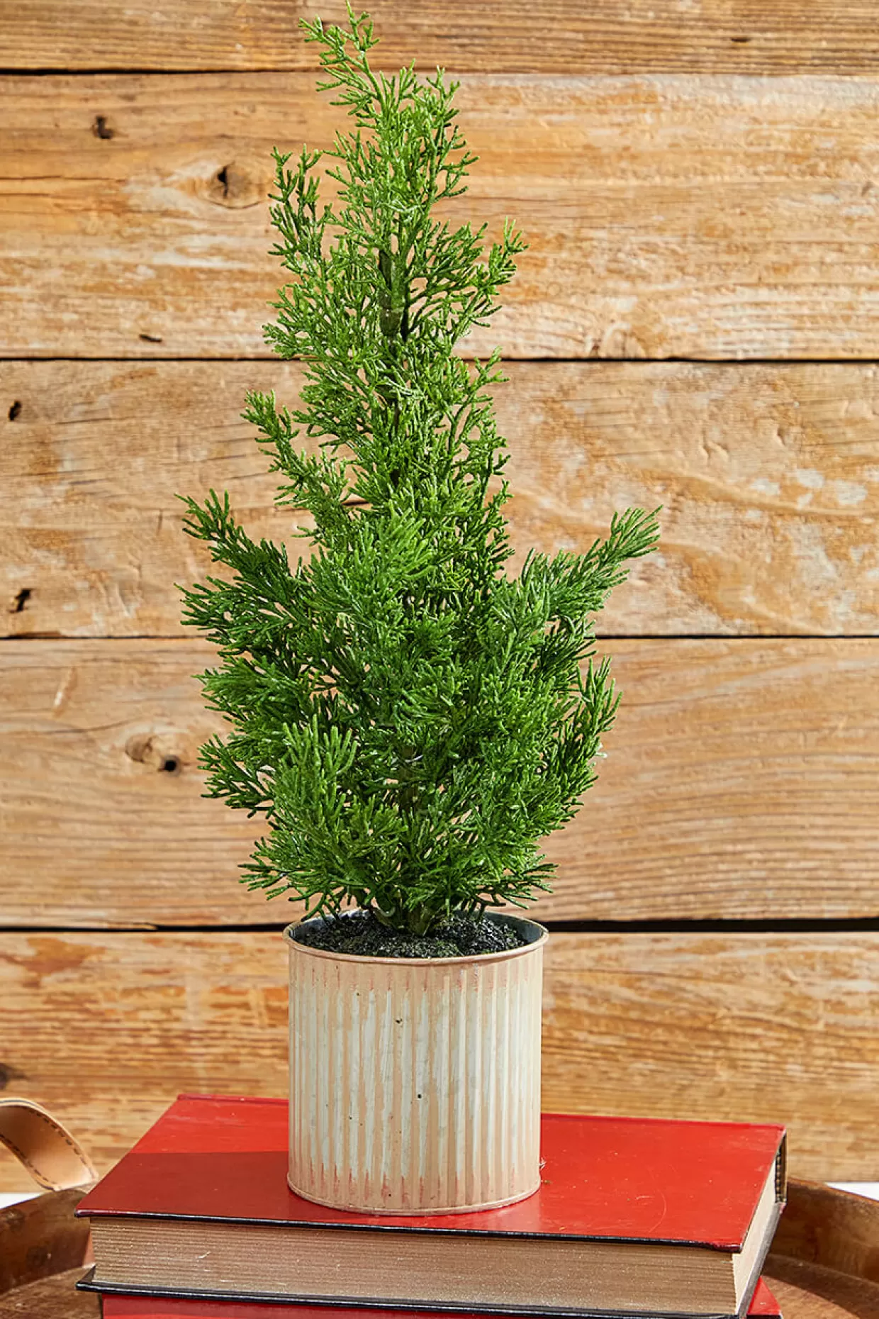 Decorator's Warehouse 18" Plastic Cypress Tree In Tin Pot