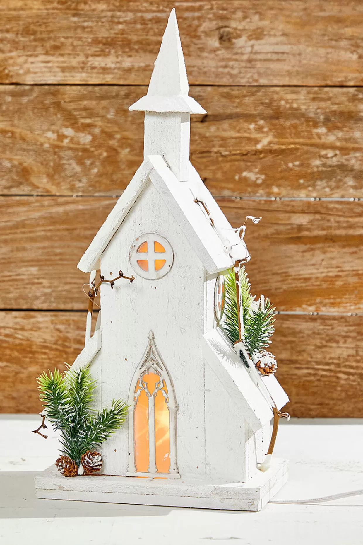 Decorator's Warehouse 18" Pre-Lit Wooden Church