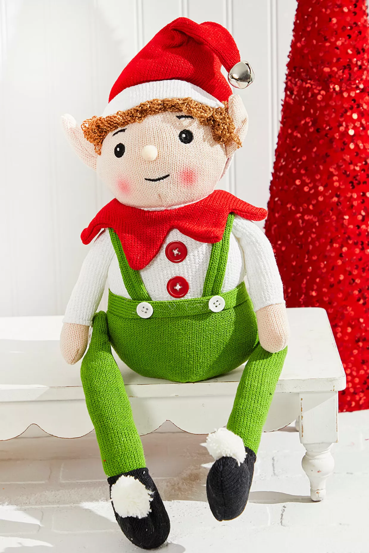Decorator's Warehouse 20" Fabric Alpine Sitting Santa Elf