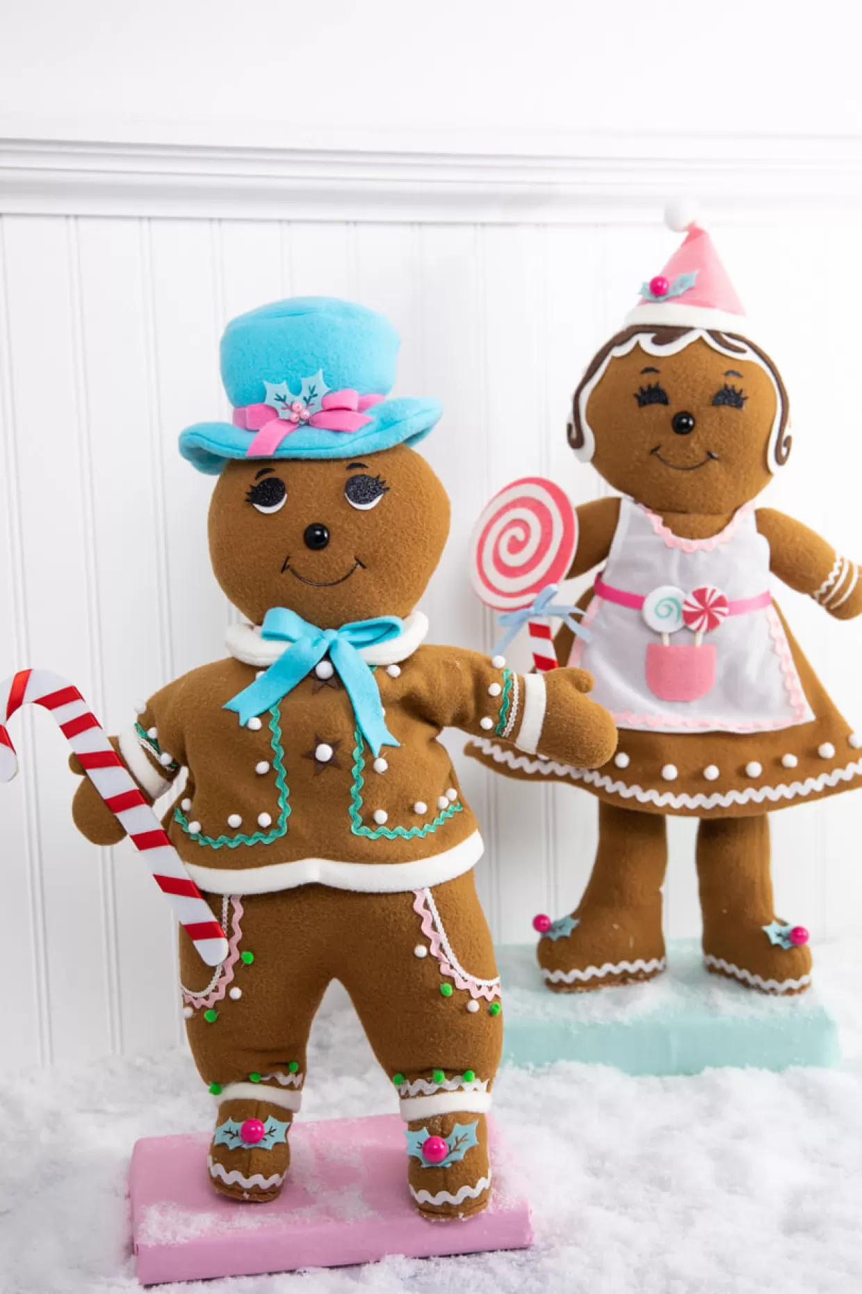Decorator's Warehouse 20” Fabric Pastel Gingerbread Man/Lady