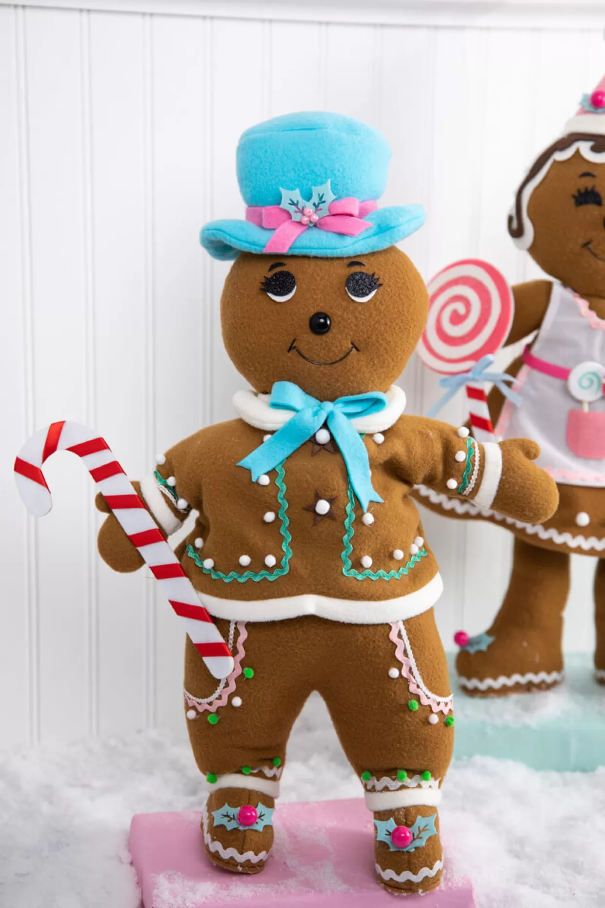 Decorator's Warehouse 20” Fabric Pastel Gingerbread Man/Lady