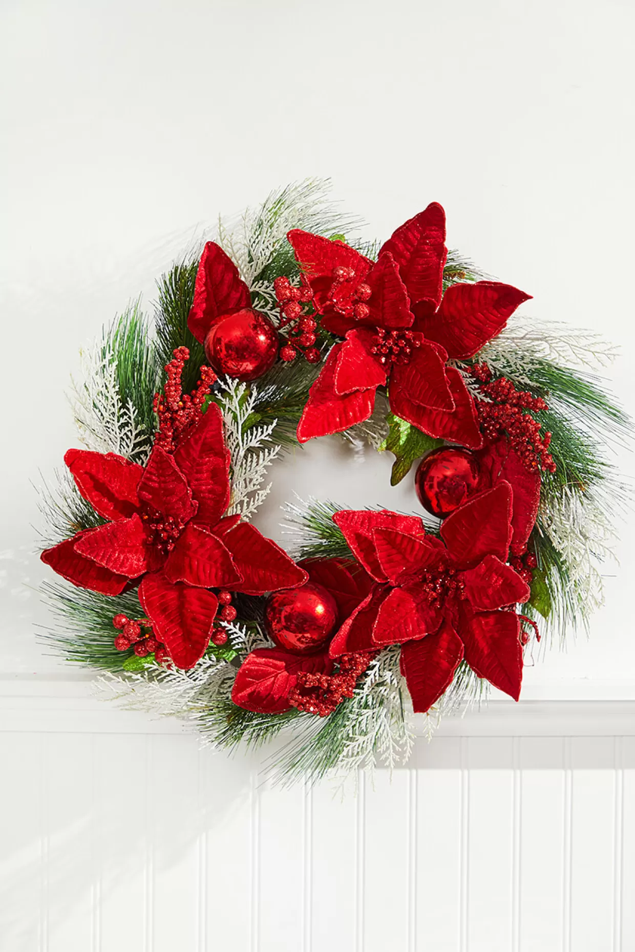 Decorator's Warehouse 22” Poinsettia With Pine Wreath