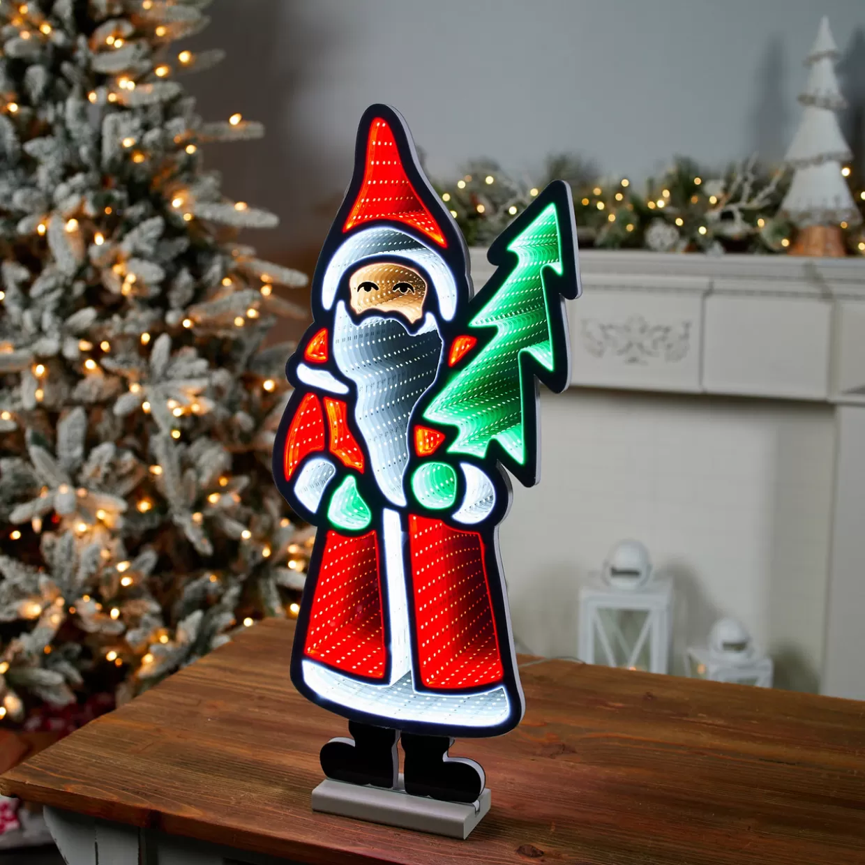 Decorator's Warehouse 23.5"H Santa With Tree Infinity Light