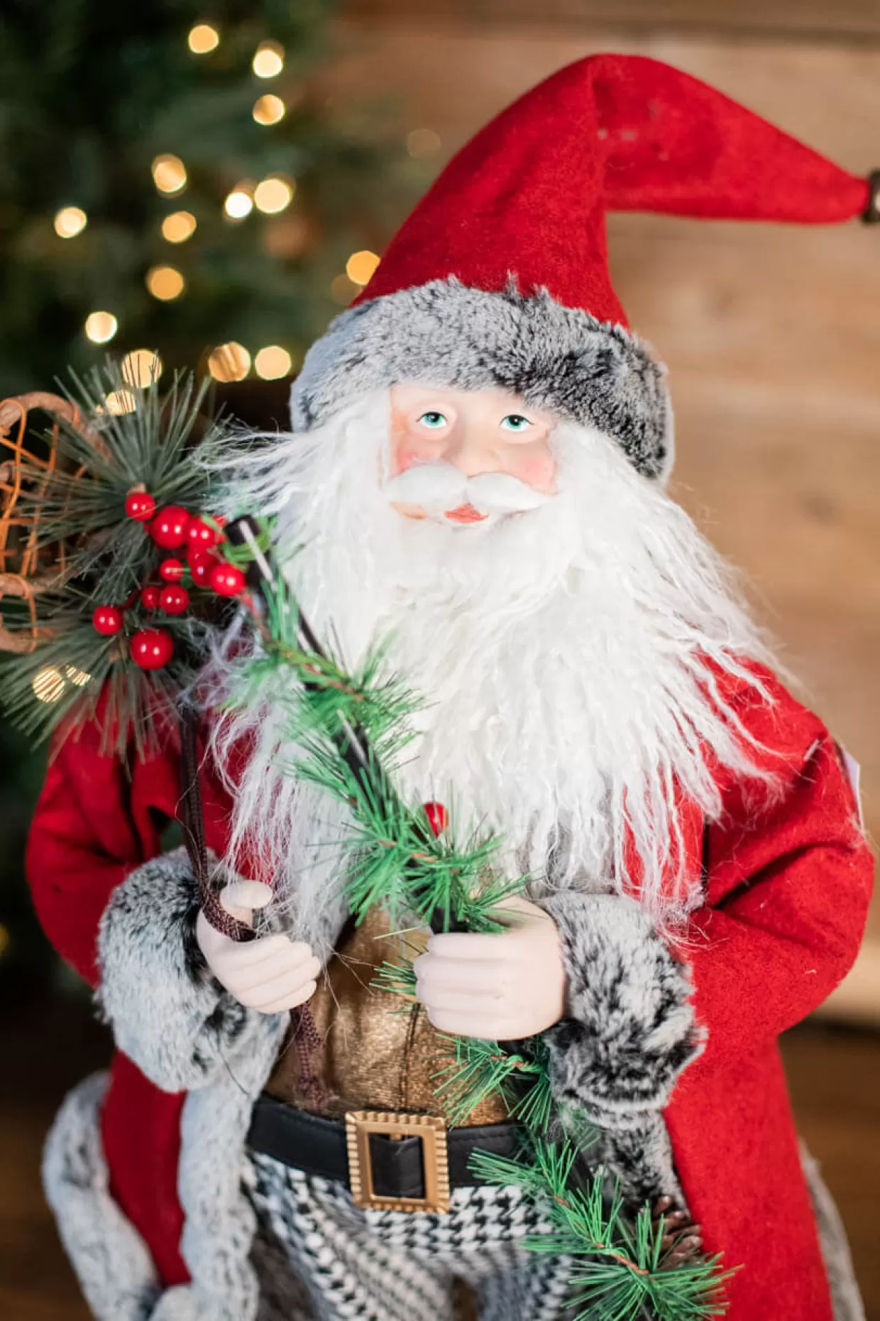 Decorator's Warehouse 24” Holiday Santa With Houndstooth Pants Figurine