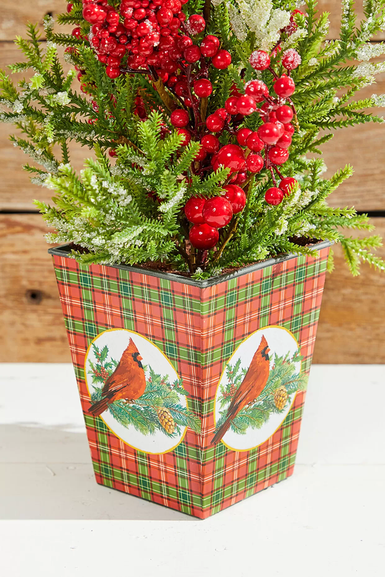 Decorator's Warehouse 26" Frost Weatherproof Berry Mini Spruce Tree In Pot