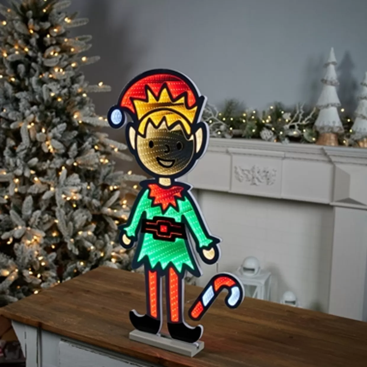Decorator's Warehouse 29"H Elf With Candy Cane Infinity Light