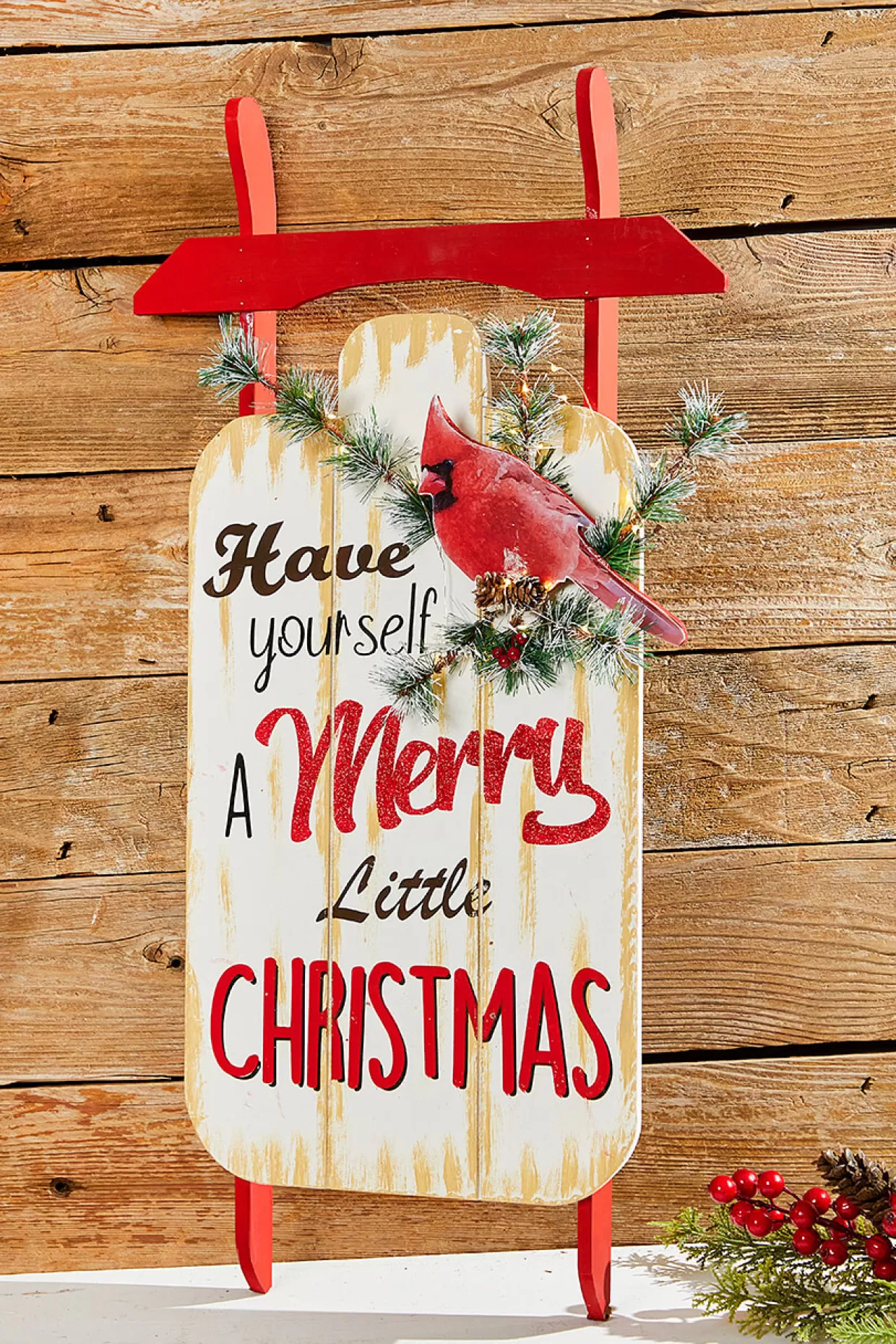 Decorator's Warehouse 31" LED BTY/TMR "Merry Christmas" Sleigh