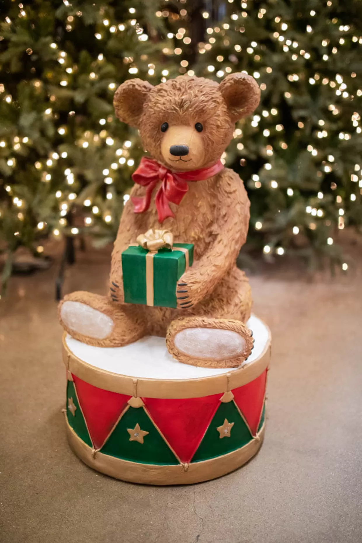 Decorator's Warehouse 34" Resin LED Bear On Drum