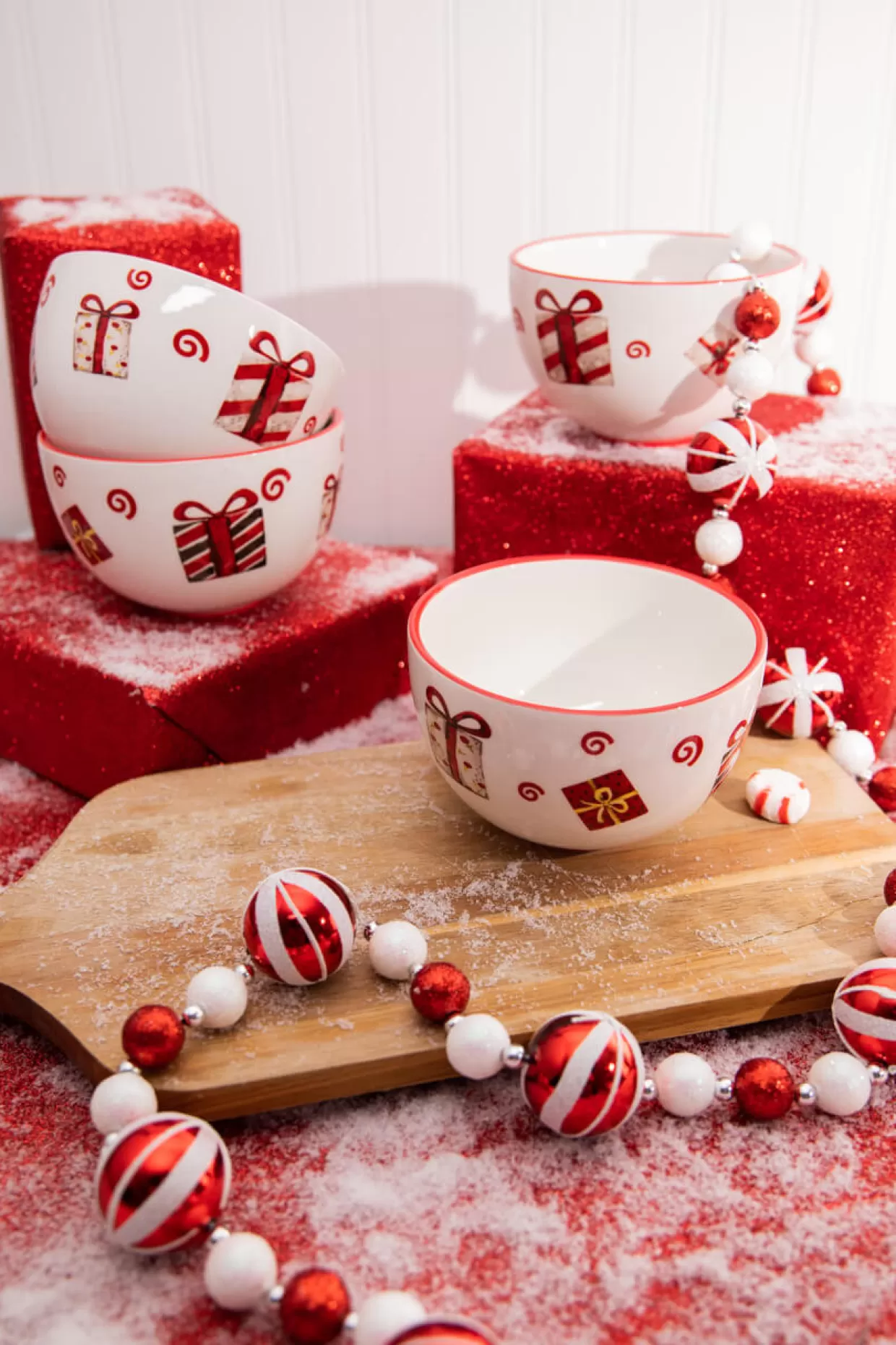 Decorator's Warehouse 3.5” Happy Santa Holiday Ceramic Bowls - Set Of 4
