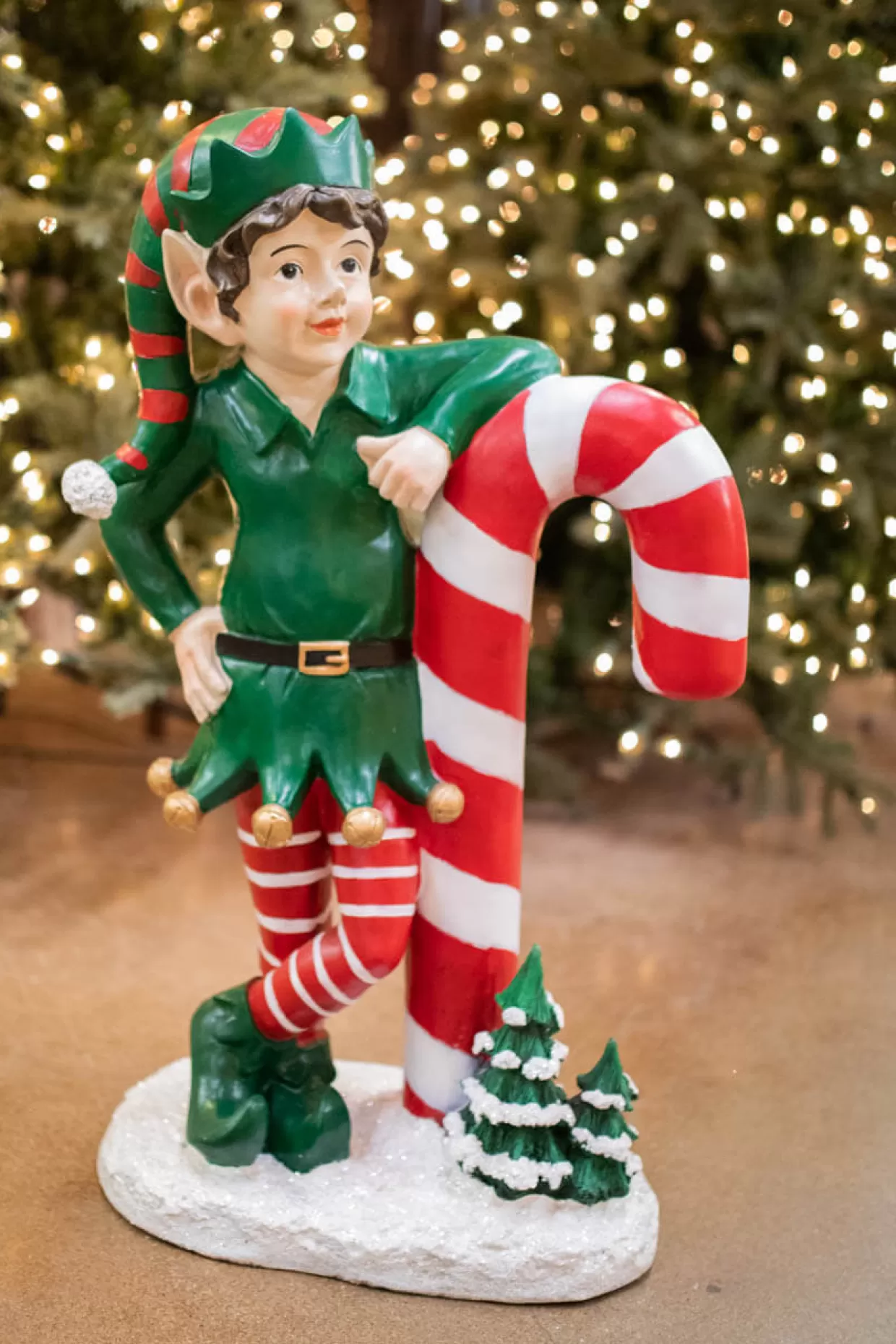 Decorator's Warehouse 36" Resin Elf Leaning On Candy Cane