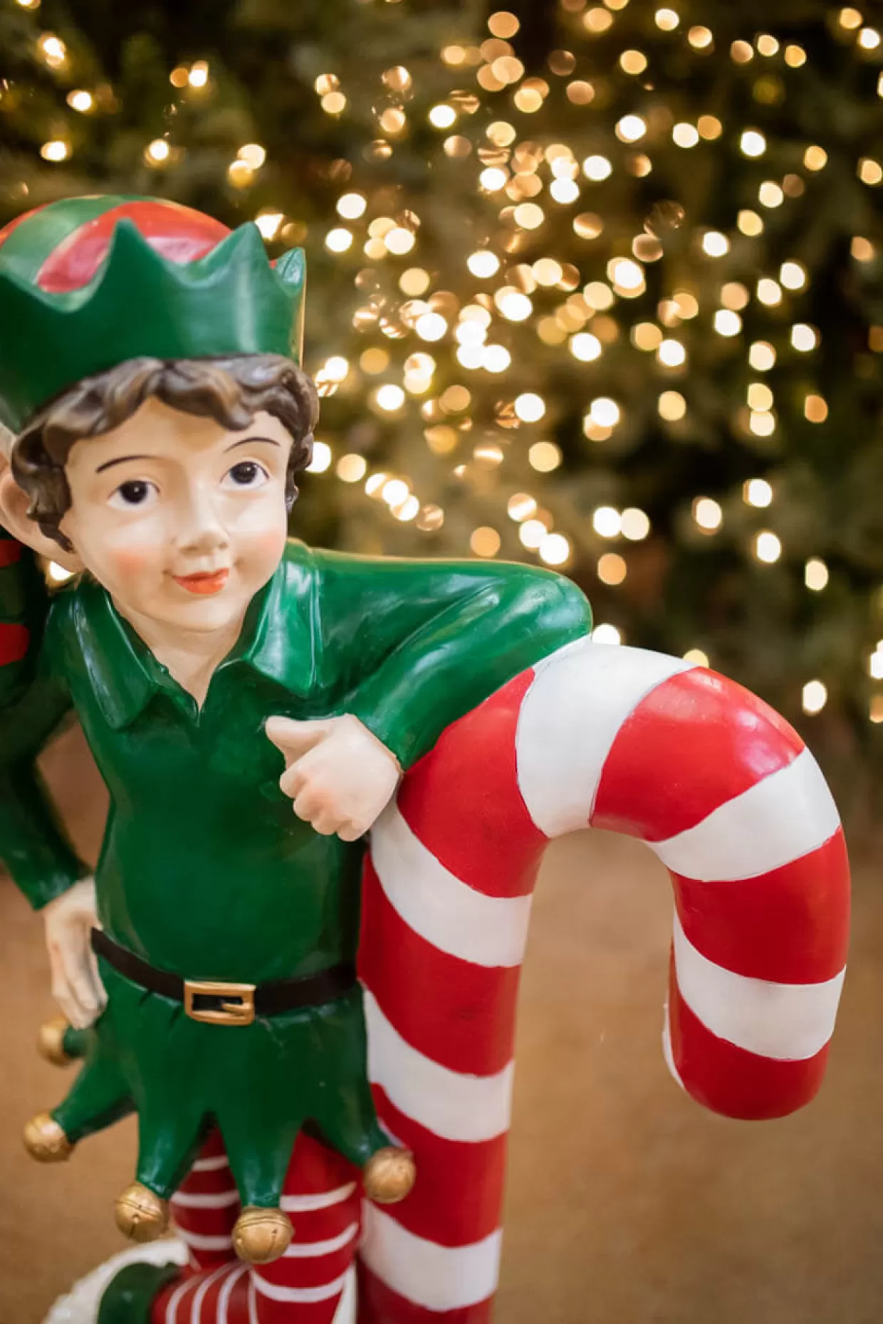 Decorator's Warehouse 36" Resin Elf Leaning On Candy Cane