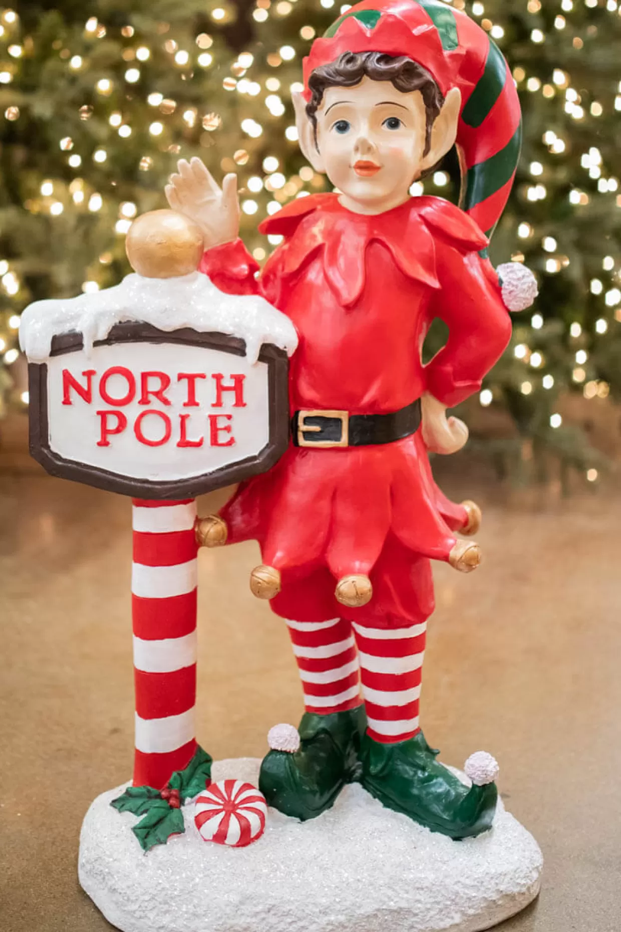 Decorator's Warehouse 36" Resin Elf With North Pole Sign