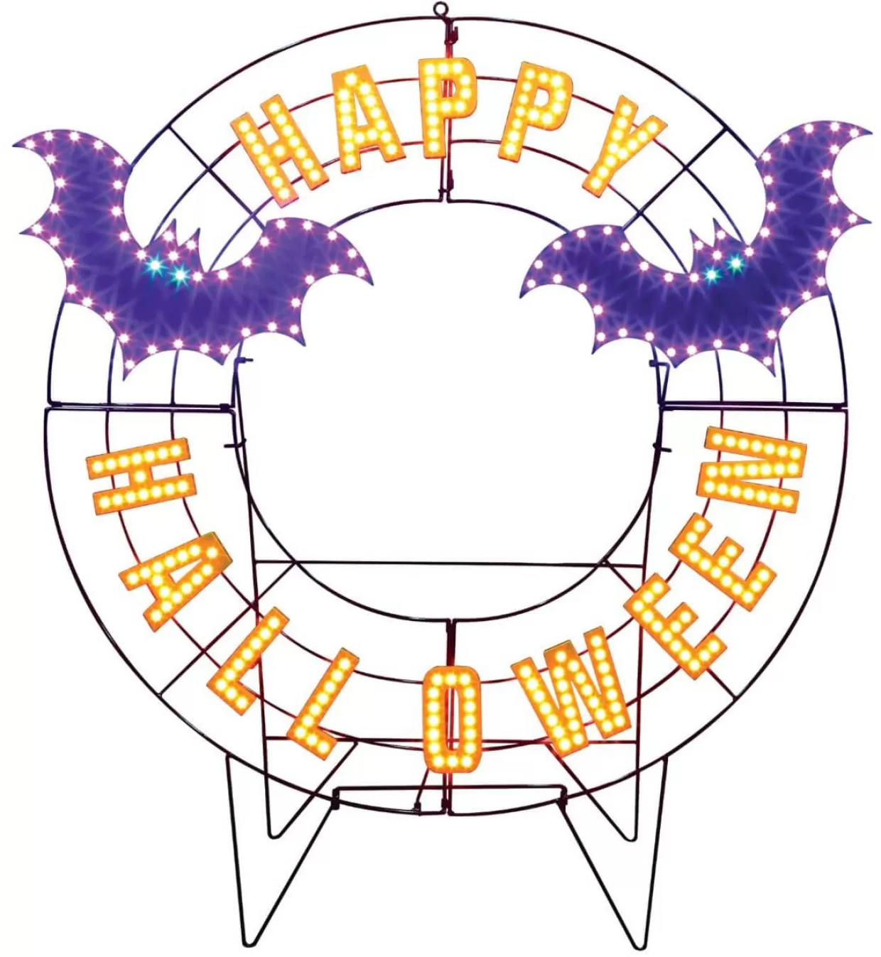 Decorator's Warehouse 40" Wreath - Happy Halloween With Bats With 293 Lights