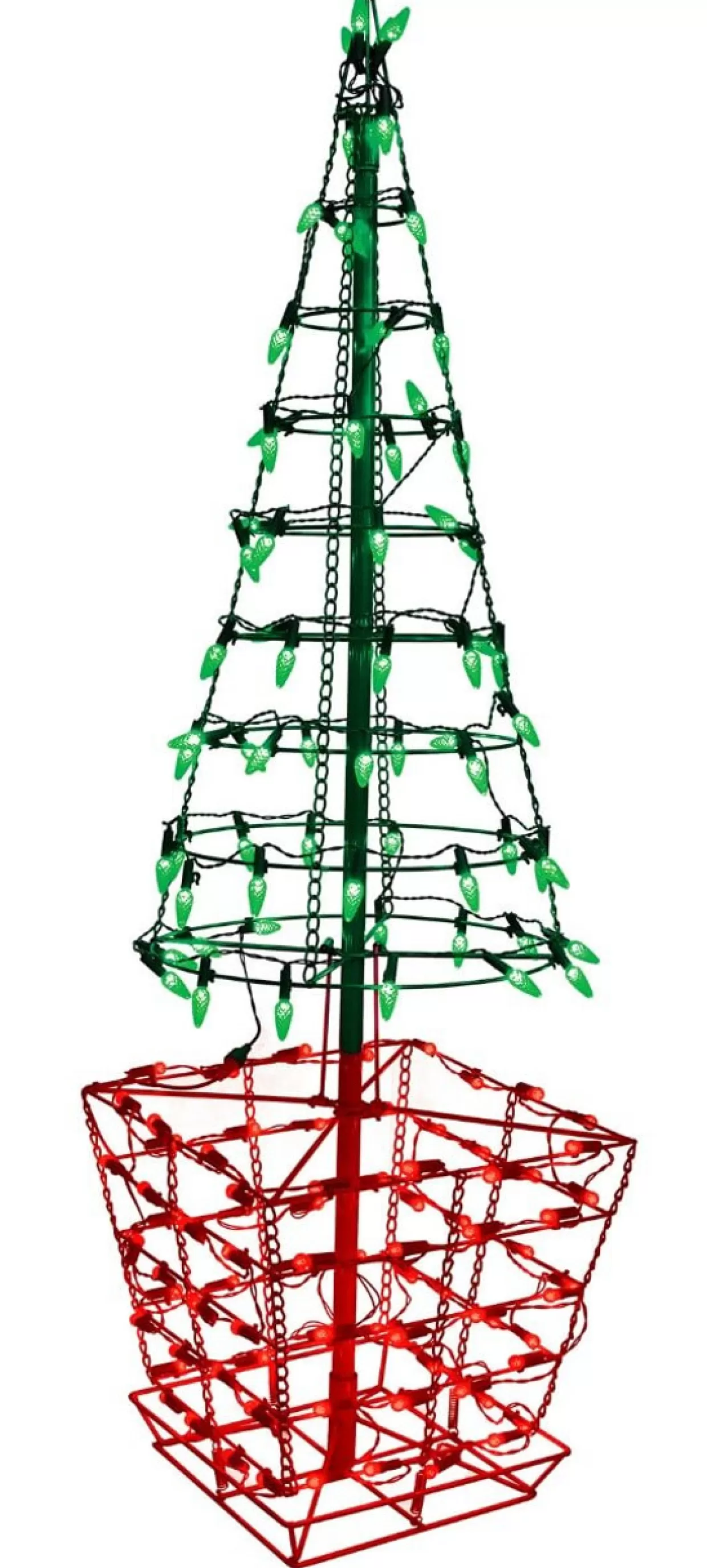 Decorator's Warehouse 4' Twinkling Tree Topiary With 150 Lights C5 & G12 - Green /Red