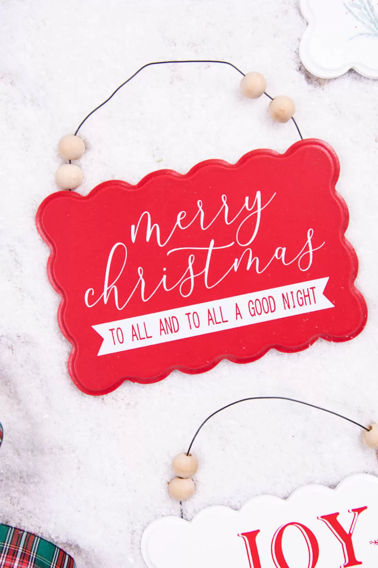 Decorator's Warehouse 6.6” Wood Holiday Sign Ornament