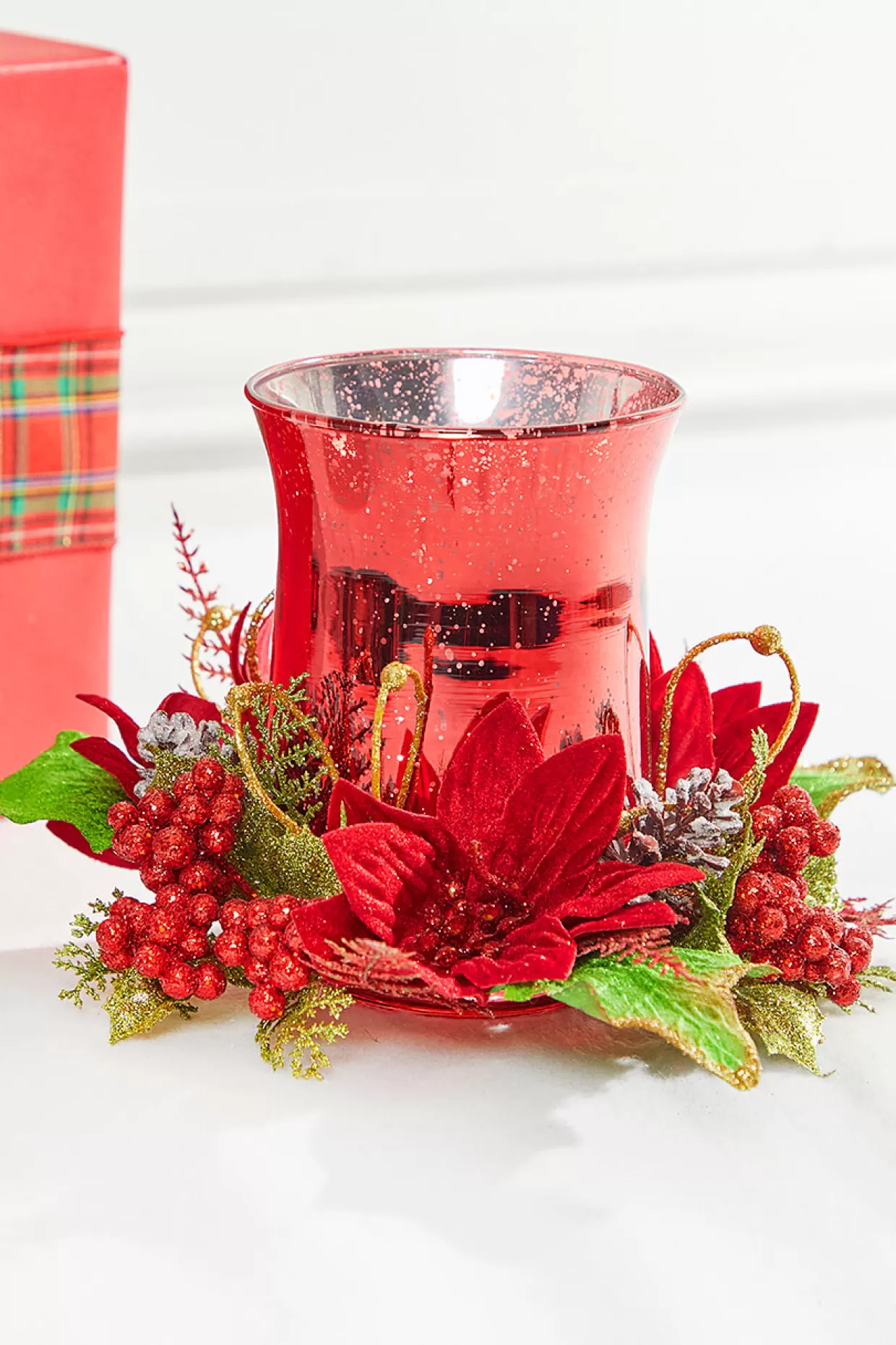 Decorator's Warehouse 6" Poinsettia & Pine Centerpiece