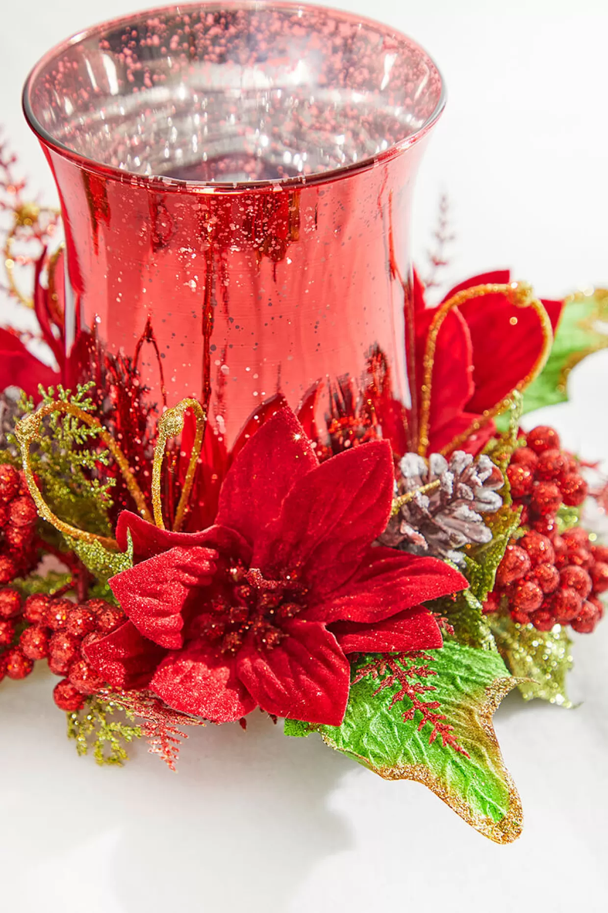 Decorator's Warehouse 6" Poinsettia & Pine Centerpiece