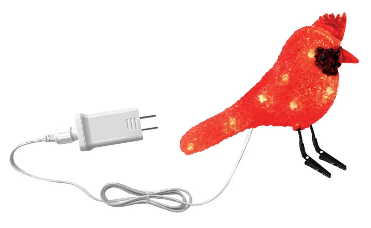 Decorator's Warehouse 6" Red Christmas Cardinal With Clipped Feet - 10 Lights