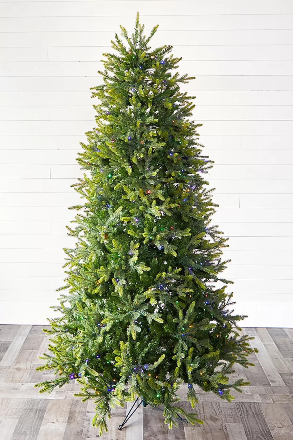 Decorator's Warehouse 7.5' Slim Trinity Pine Artificial Christmas Tree With 700 Color-Changing Lights