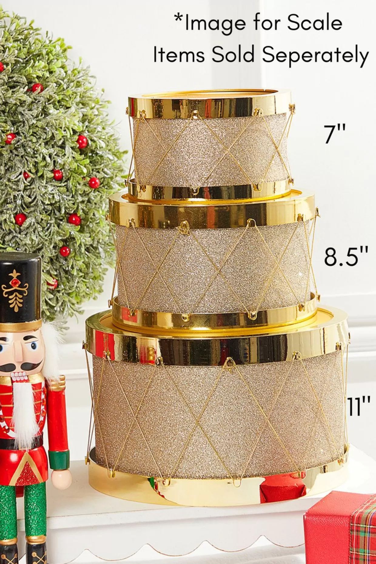 Decorator's Warehouse 8.5" Gold Glitter Drum