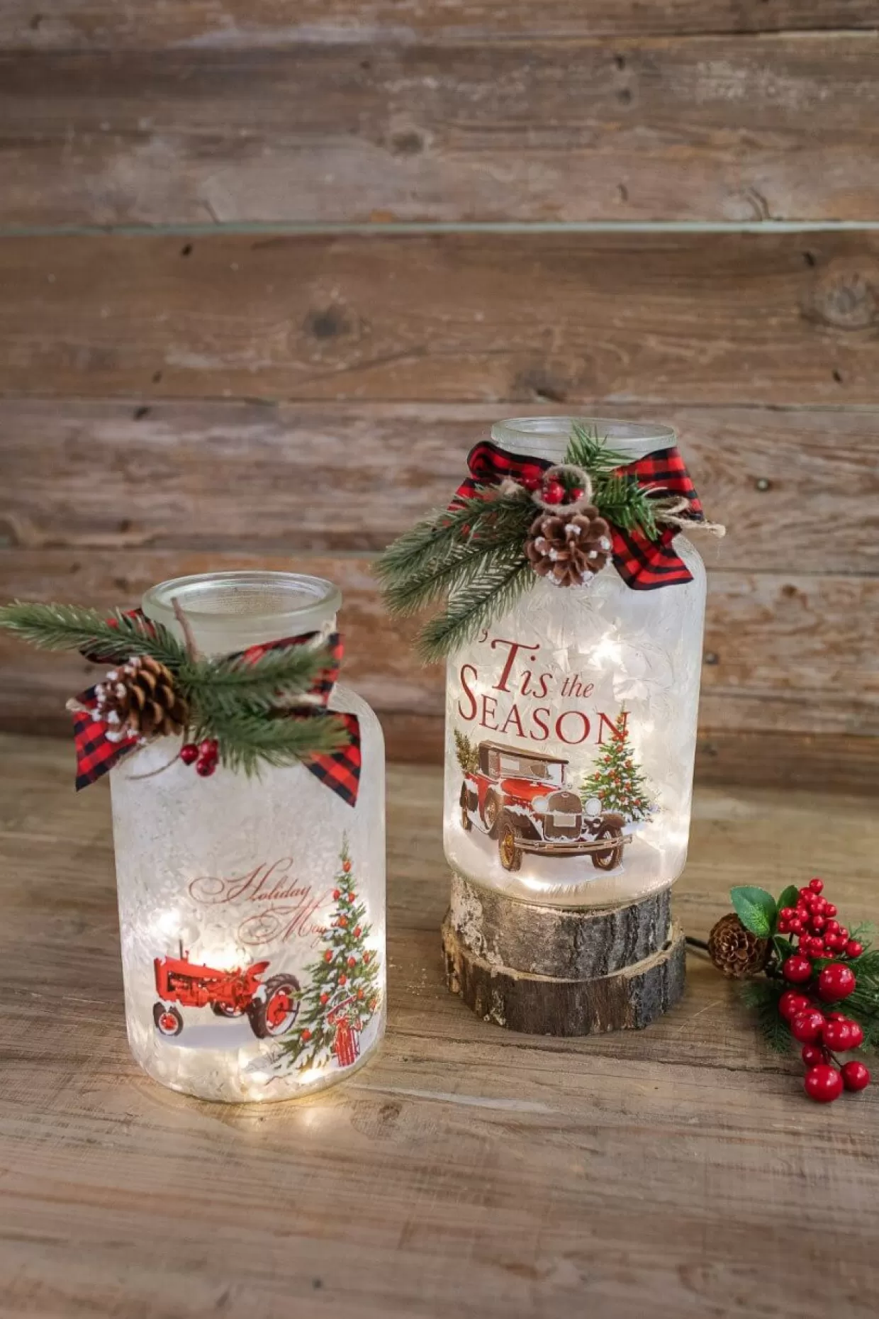 Decorator's Warehouse 9.8” Lighted Frosted Glass Jar