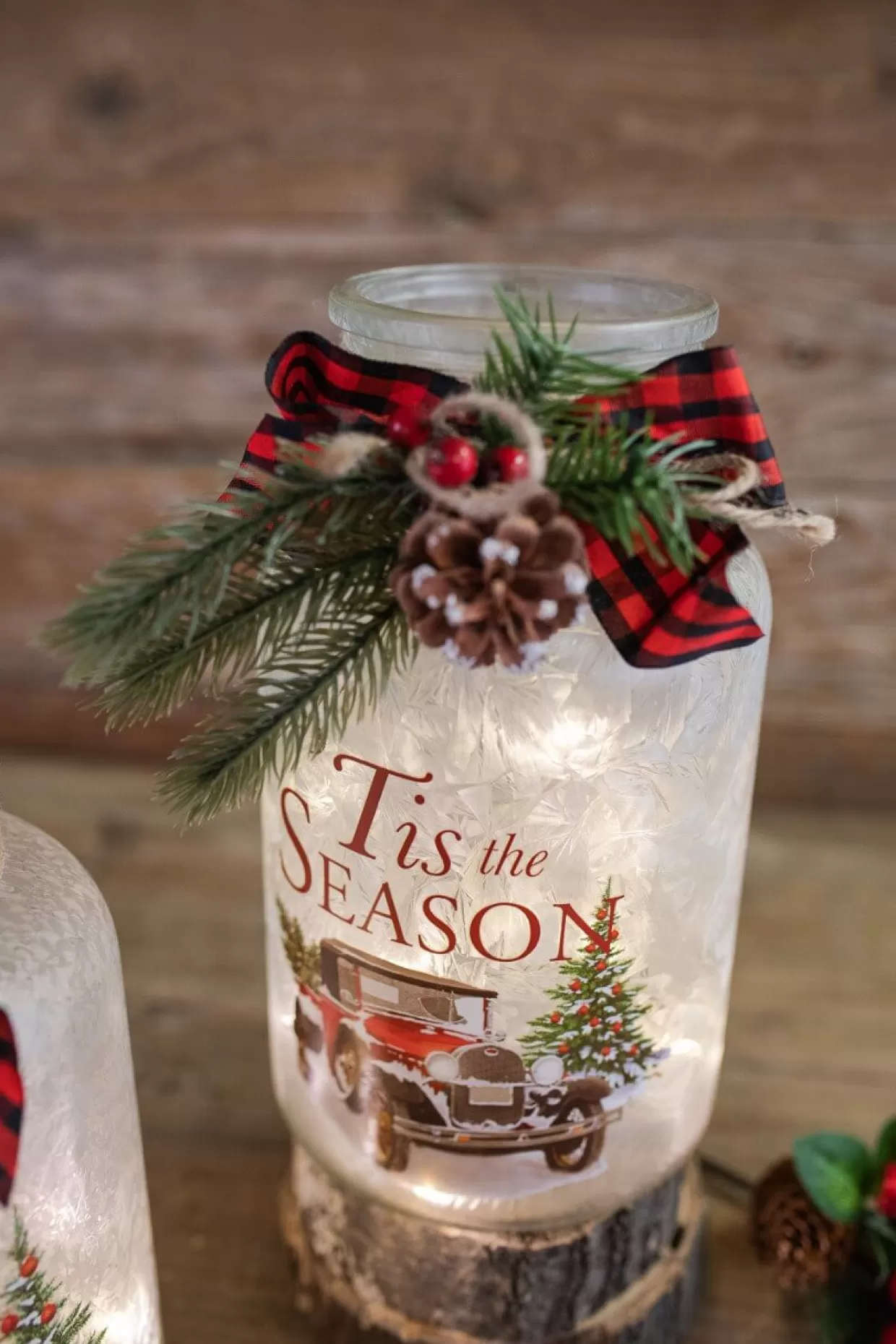 Decorator's Warehouse 9.8” Lighted Frosted Glass Jar