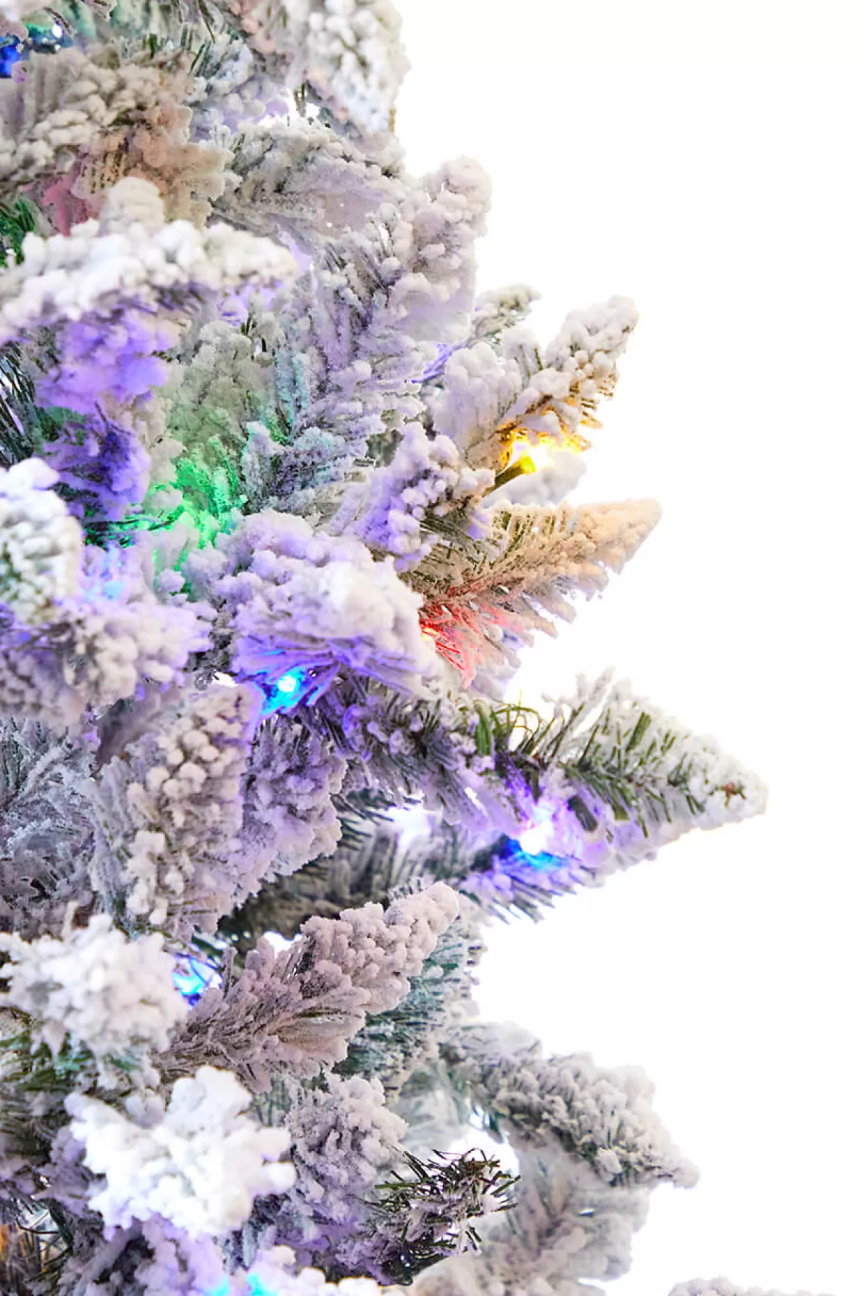 Decorator's Warehouse 9' Flocked Aleutian Artificial Christmas Tree With 950 Color-Changing Lights