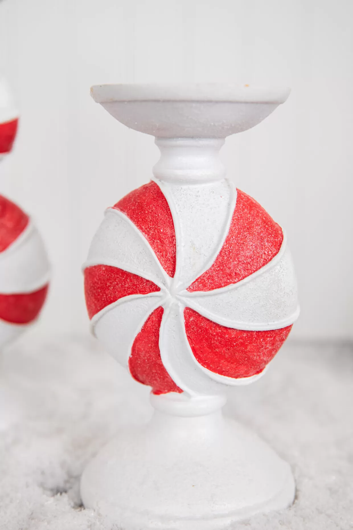 Decorator's Warehouse 9” Resin Peppermint Candy Candle Holder