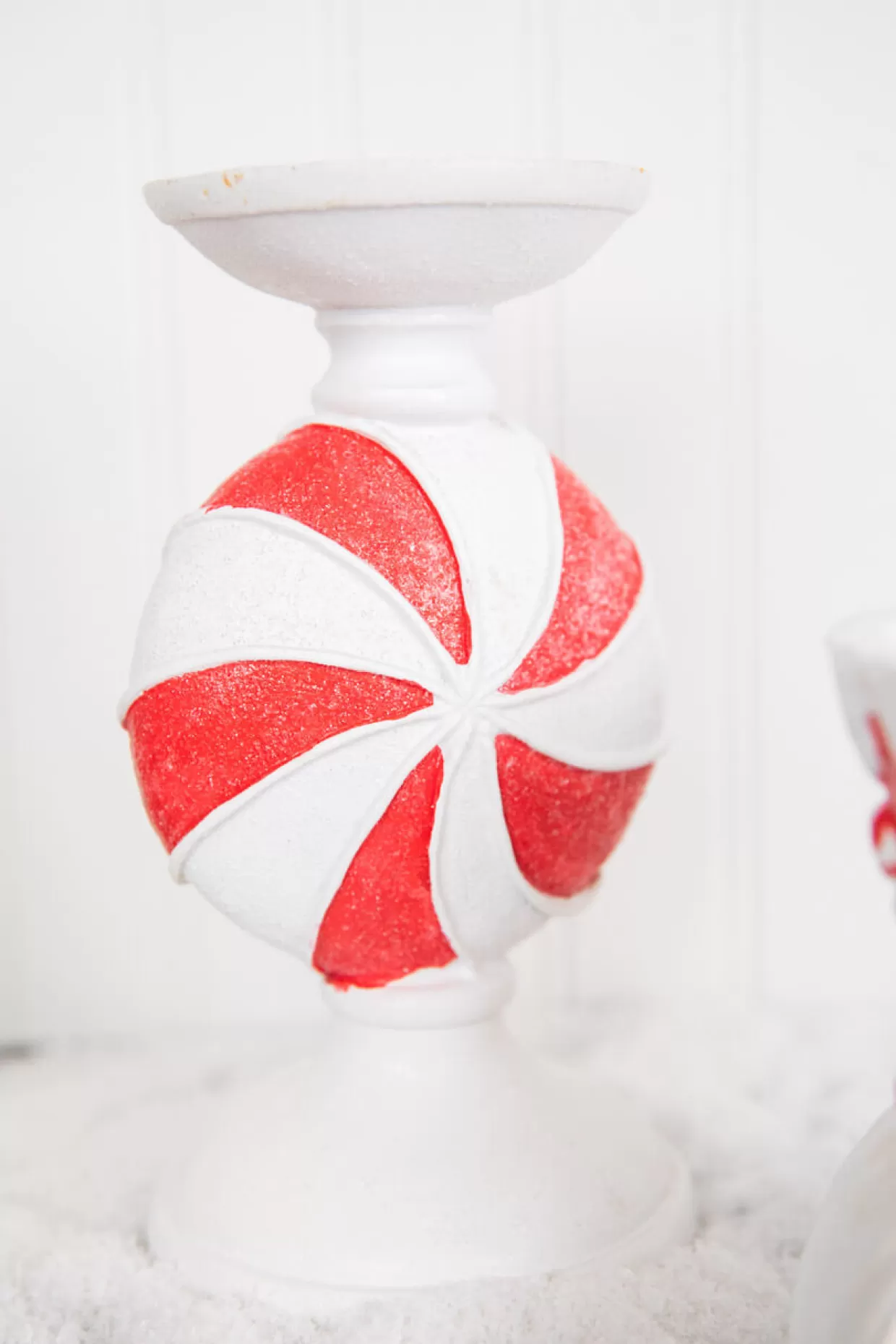 Decorator's Warehouse 9” Resin Peppermint Candy Candle Holder