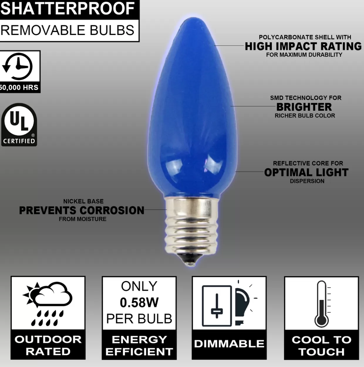 Decorator's Warehouse C9 Wonderful LED SMD Bulb (25 Bulbs/bag) - Frosted, Blue