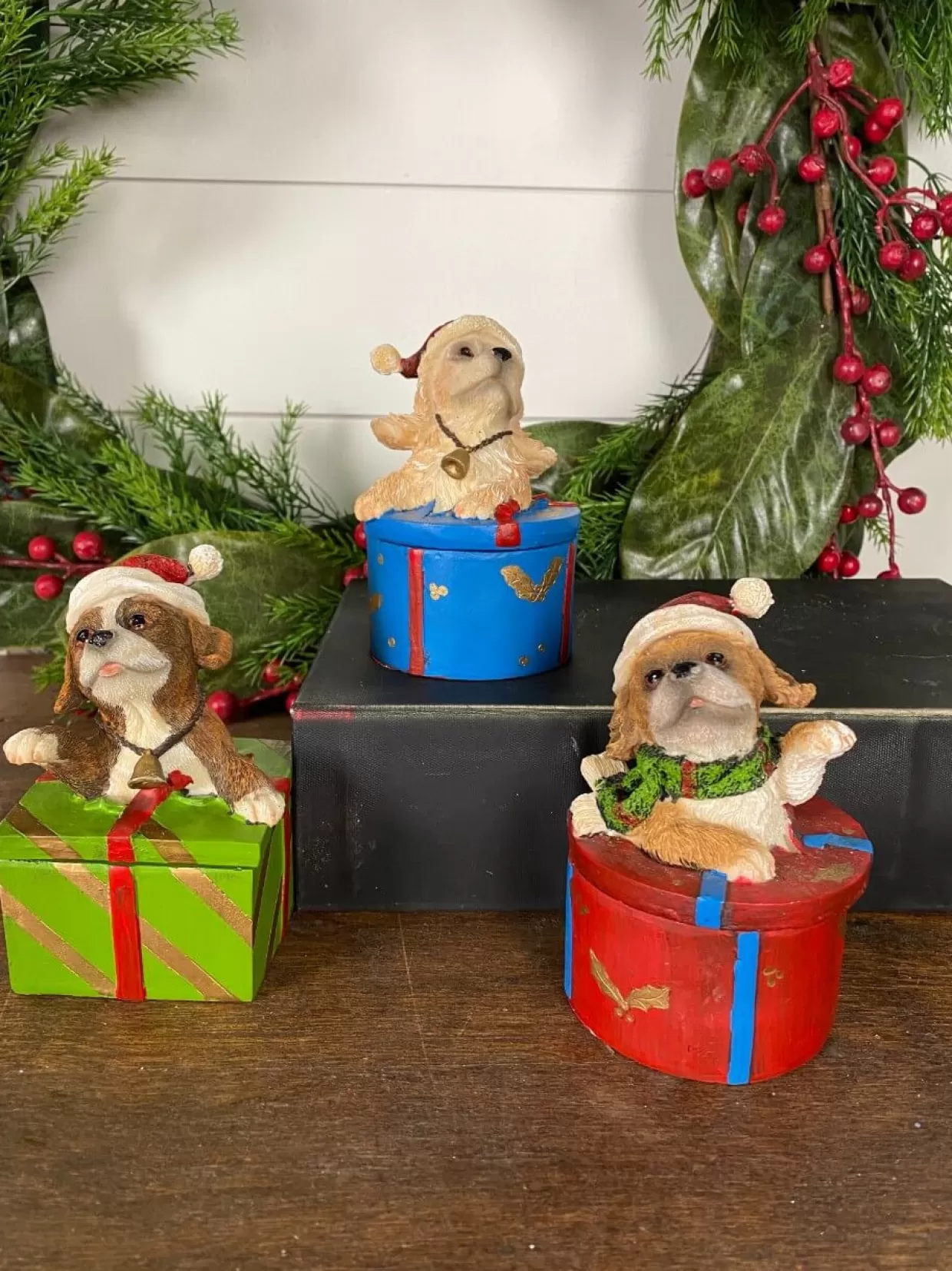 Decorator's Warehouse Dog Gift Box Holiday Accent